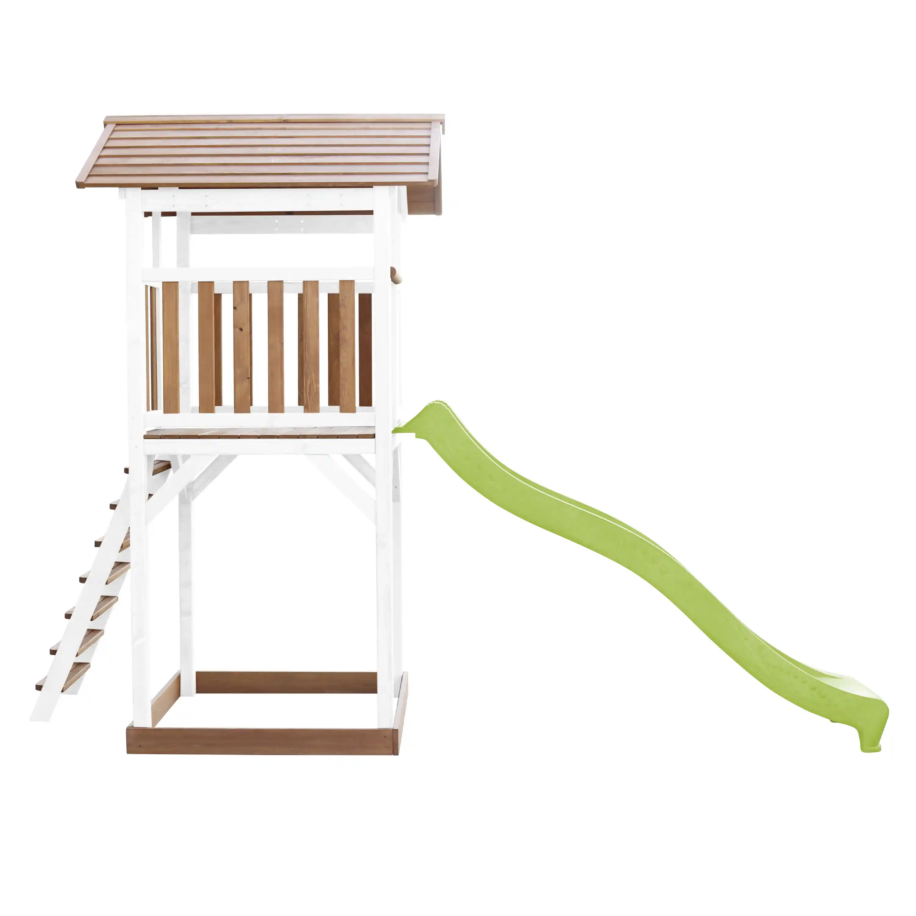 AXI Beach Tower Aire de jeux Marron/Blanche - Toboggan Vert Citron