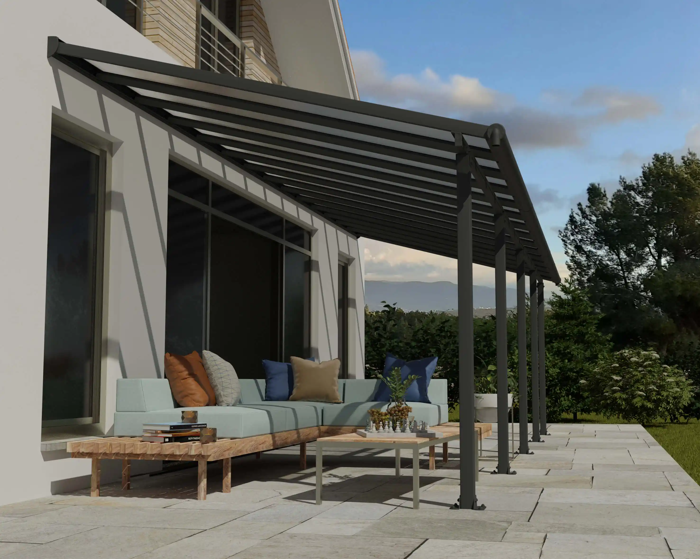 Canopia Olympia 860X294 cm Auvent terrasse Gris foncé transparent