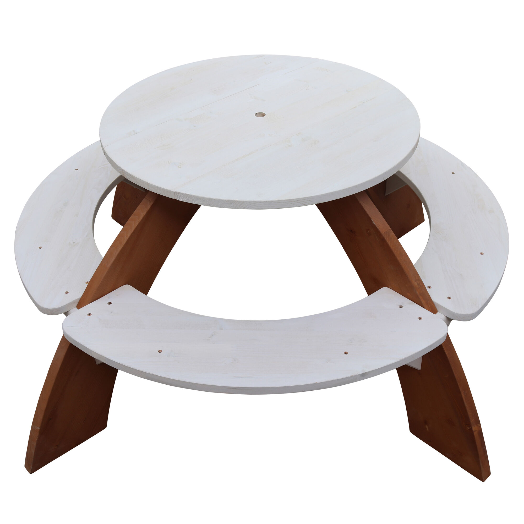 productfoto AXI Orion Picknicktafel Grijs/wit - Parasol Blauw