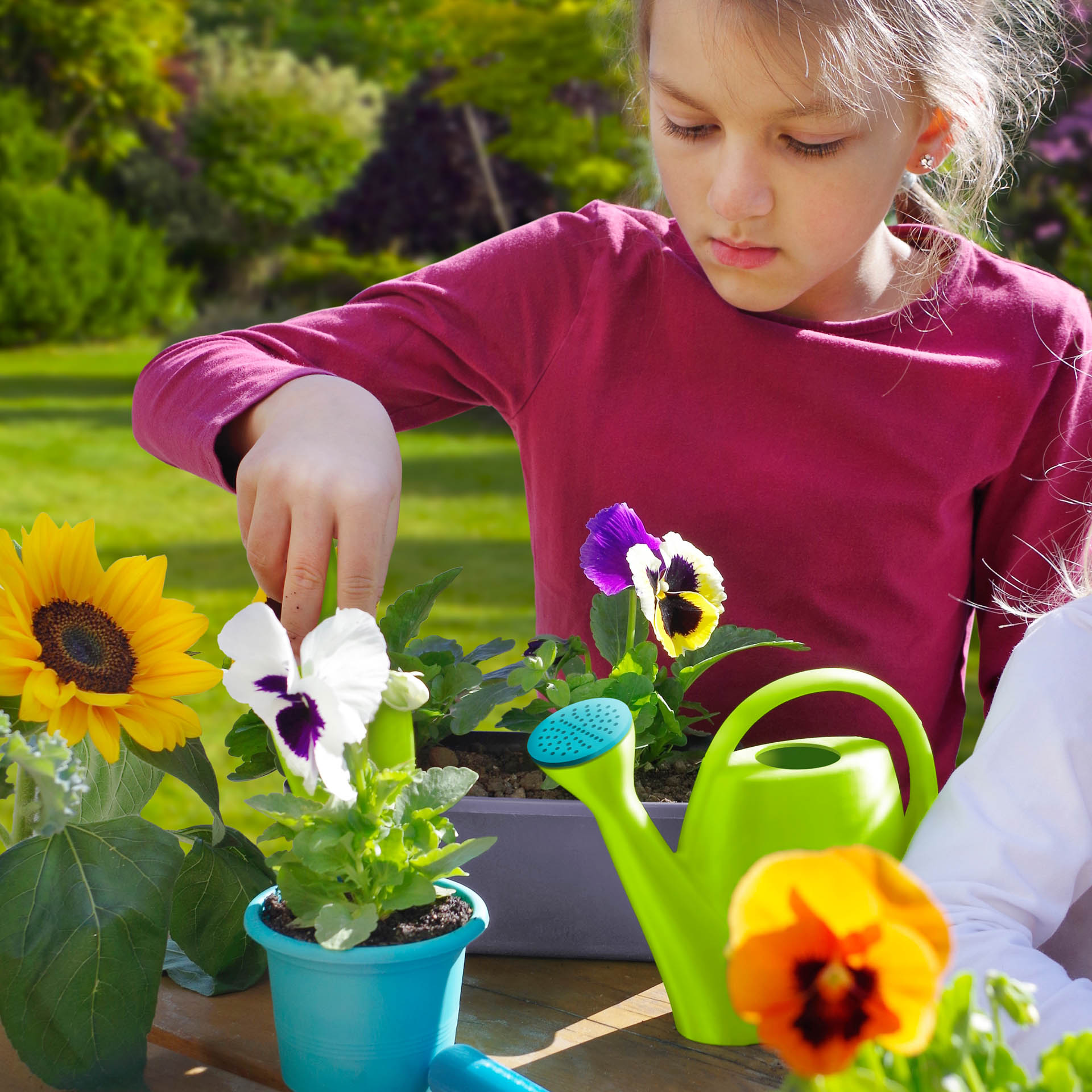 Gardenico Set de jardinage pour enfants avec pots de fleurs et outils de jardinage - 24 pièces