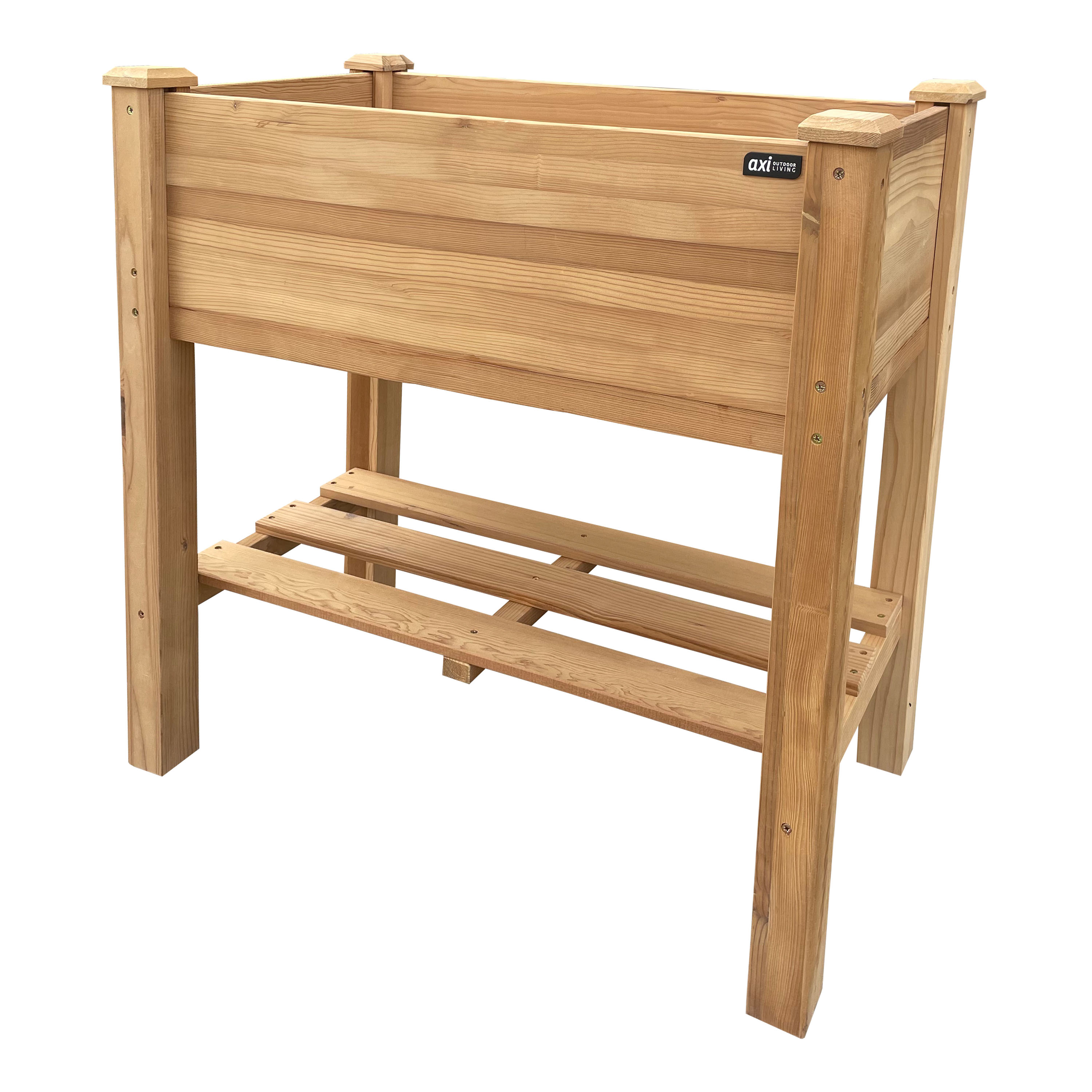 AXI Ari Raised Planter with Storage Shelf Brown