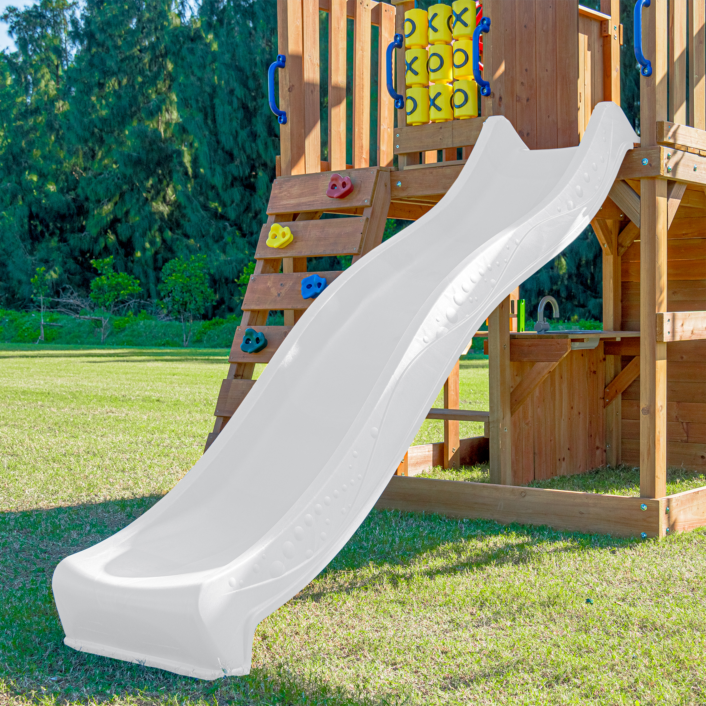 AXI Jack Climbing Frame with Double Swing and Trapeze – White Slide