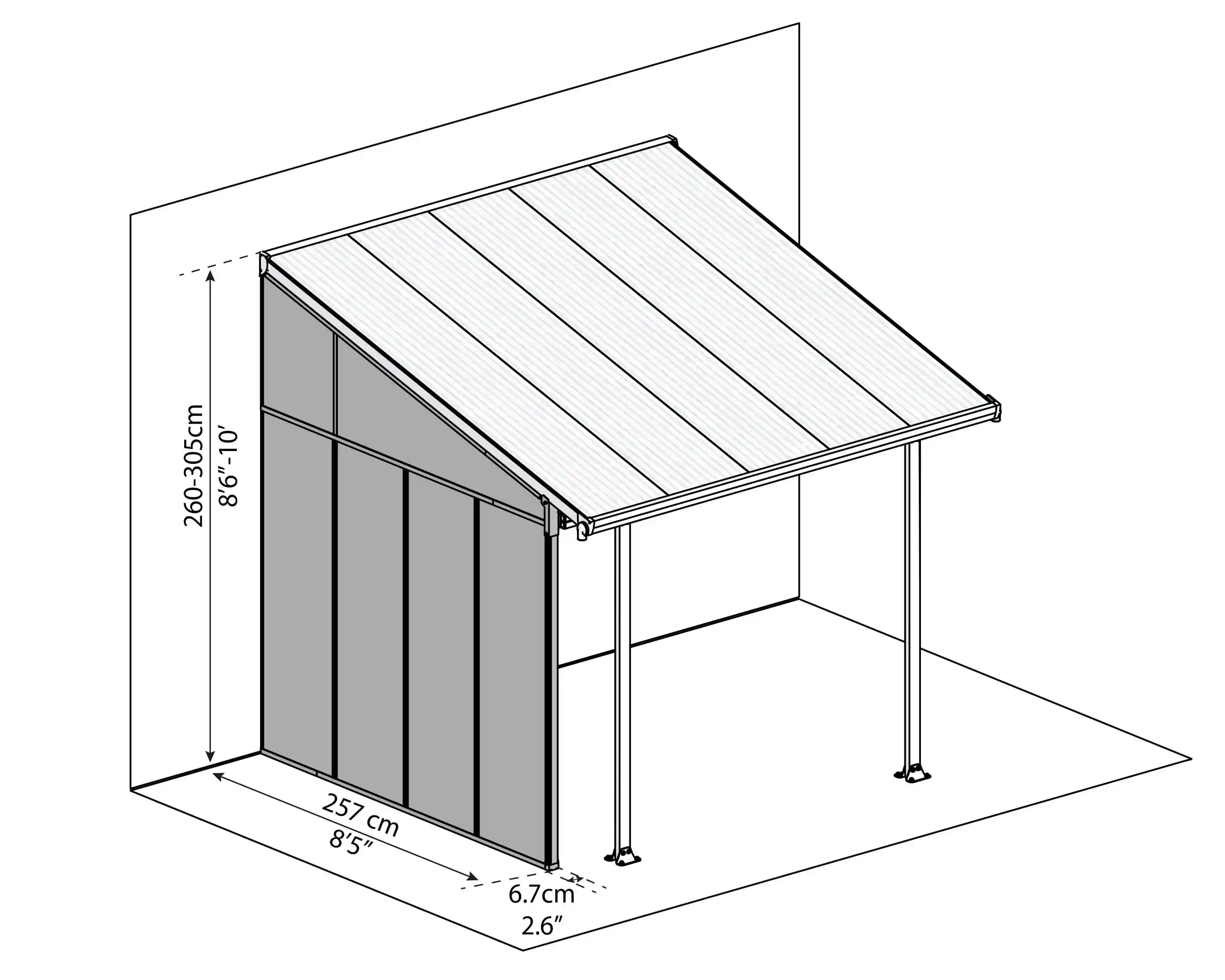 Canopia 3 m Witte Terrasoverkapping Zijwand Wit-7290108137675 Canopia 3 m Witte Terrasoverkapping Zijwand Wit