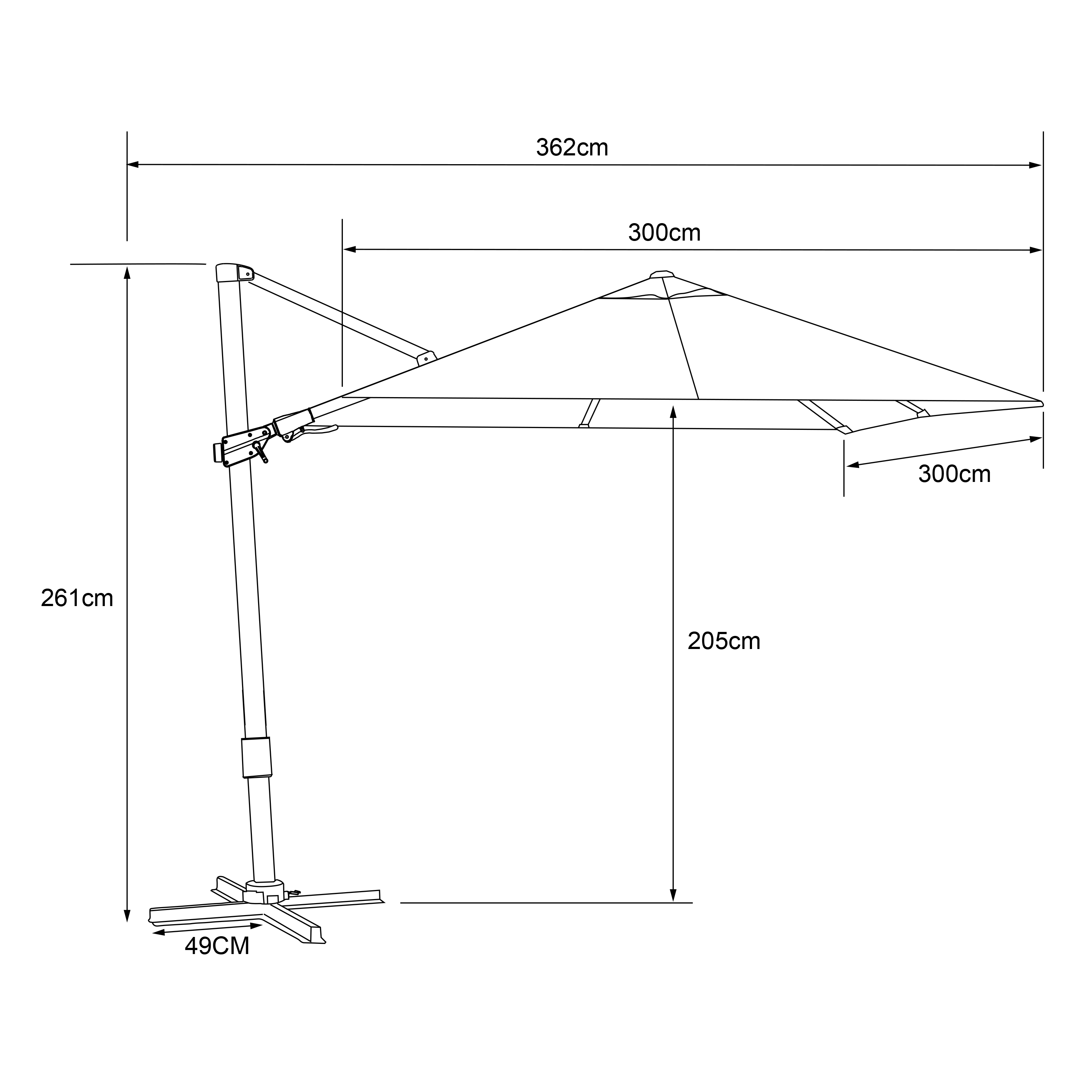 AXI Alina Cantilever Parasol 300x300cm Oak-look /Beige