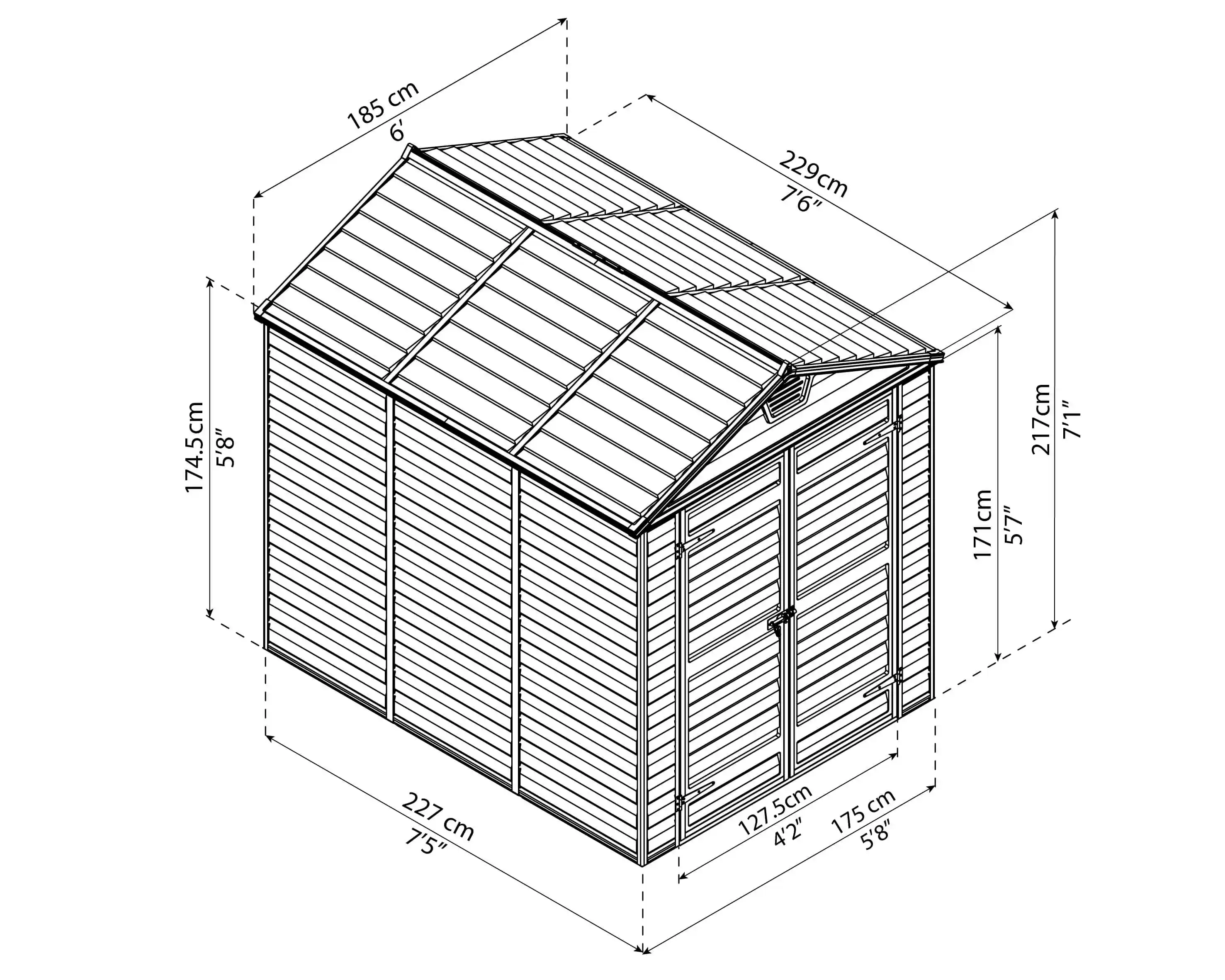 Canopia Skylight 229X185X217 cm Openlucht schuur voor tuin Amber-7290103121884 Canopia Skylight 229X185X217 cm Openlucht schuur voor tuin Amber