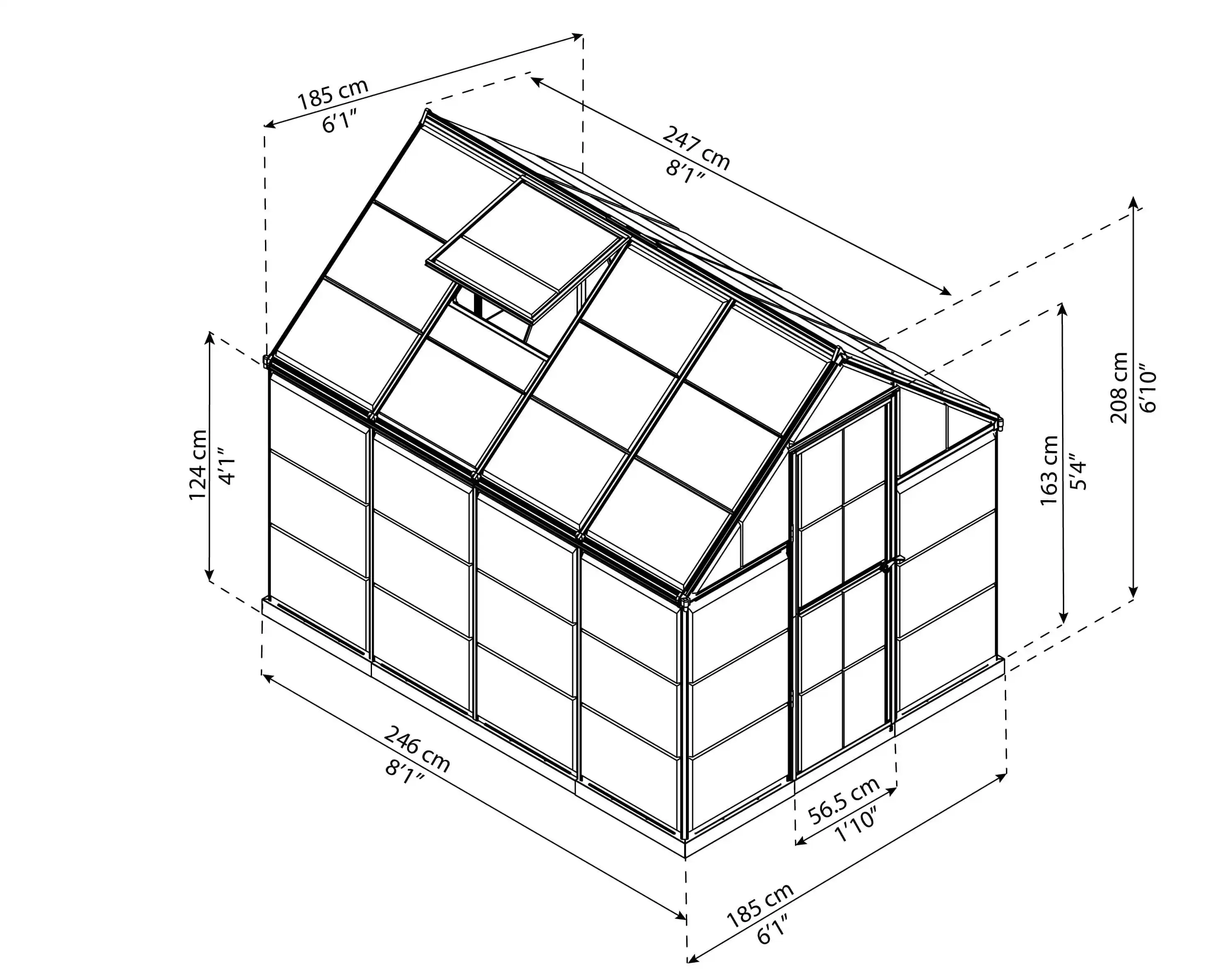 Canopia Harmony 247X185X208 cm Serre de jardin Verte transparente