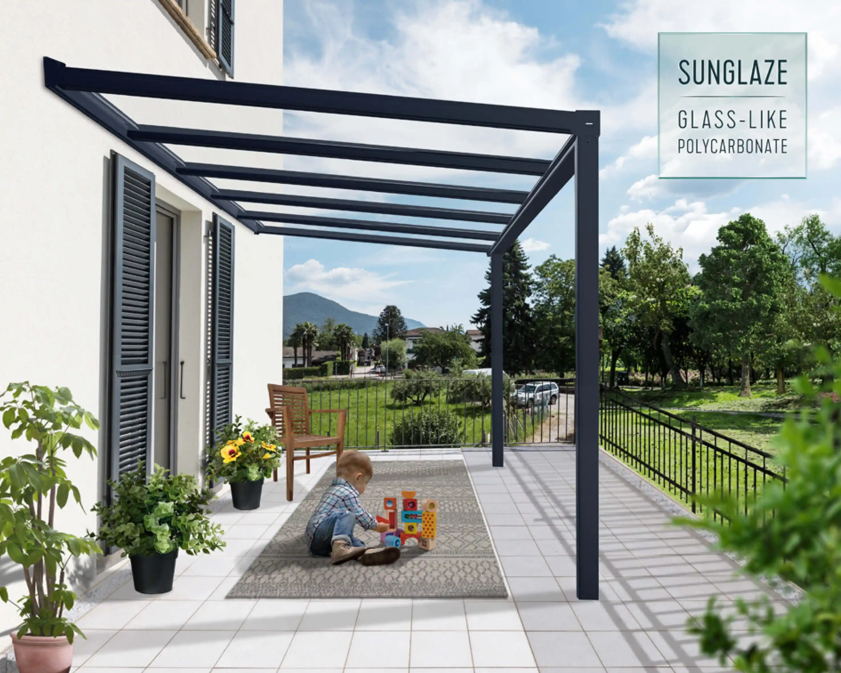 Canopia Stockholm 340X370 cm Terrasoverkapping Donkergrijs Helder-7290108601053 Canopia Stockholm 340X370 cm Terrasoverkapping Donkergrijs Helder
