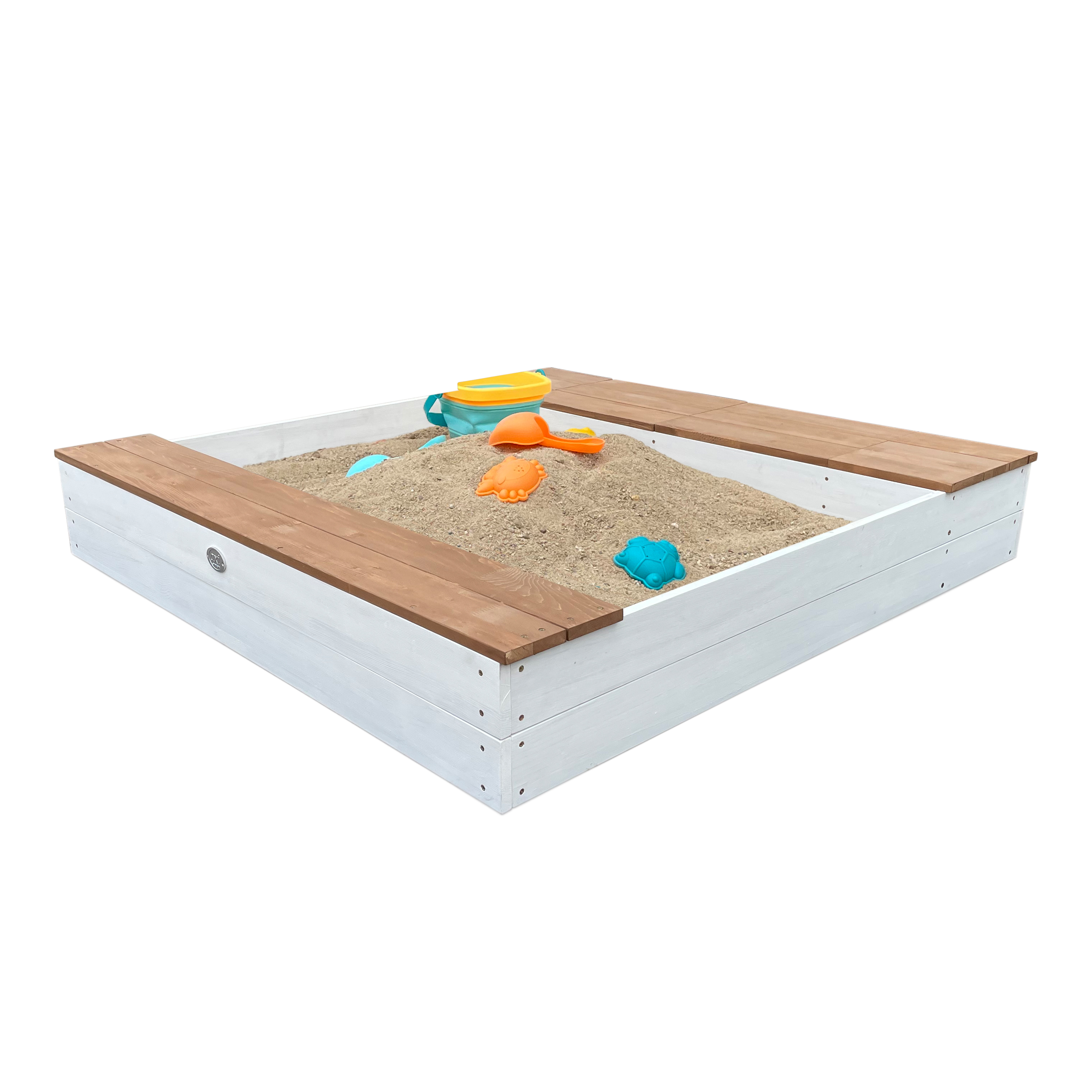 AXI Evy Sandbox with Bins and Storage - 119 x 117 cm - White/Brown