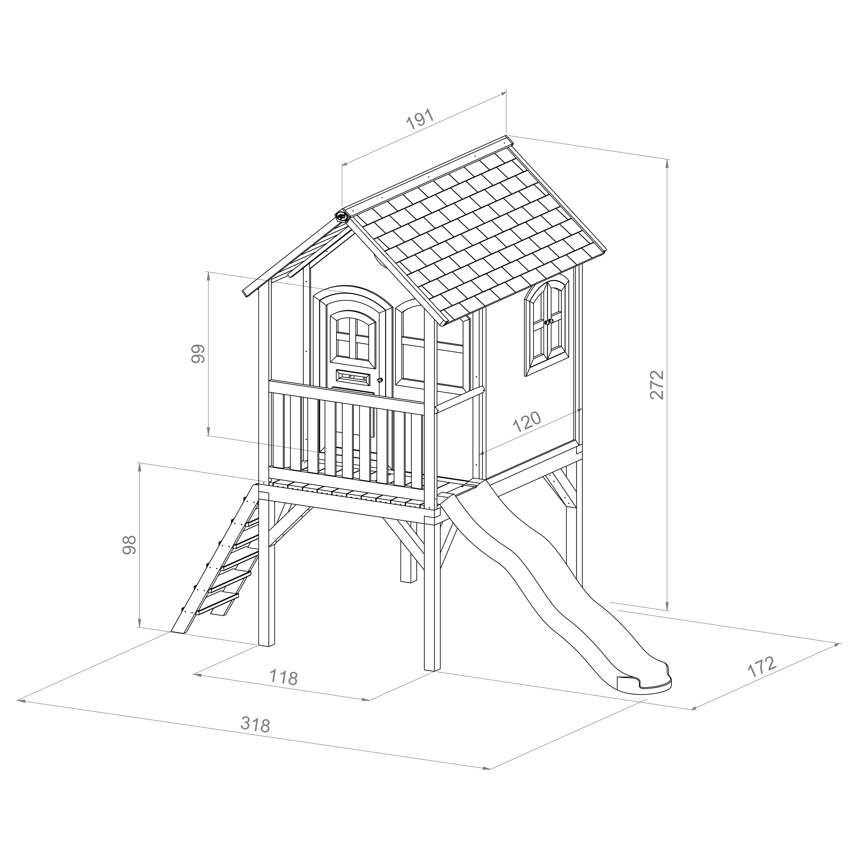 AXI Laura Playhouse Brown/White - Red Slide