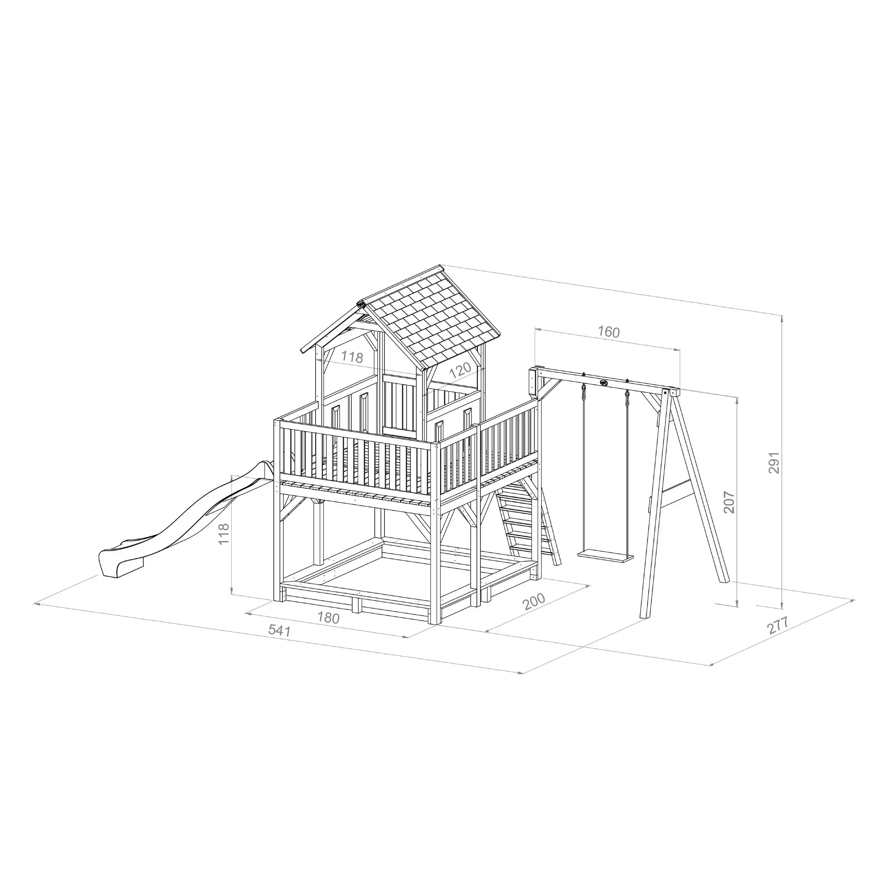 AXI Atka Aire de jeux Marron/Verte avec 1 Balançoire - Toboggan Vert