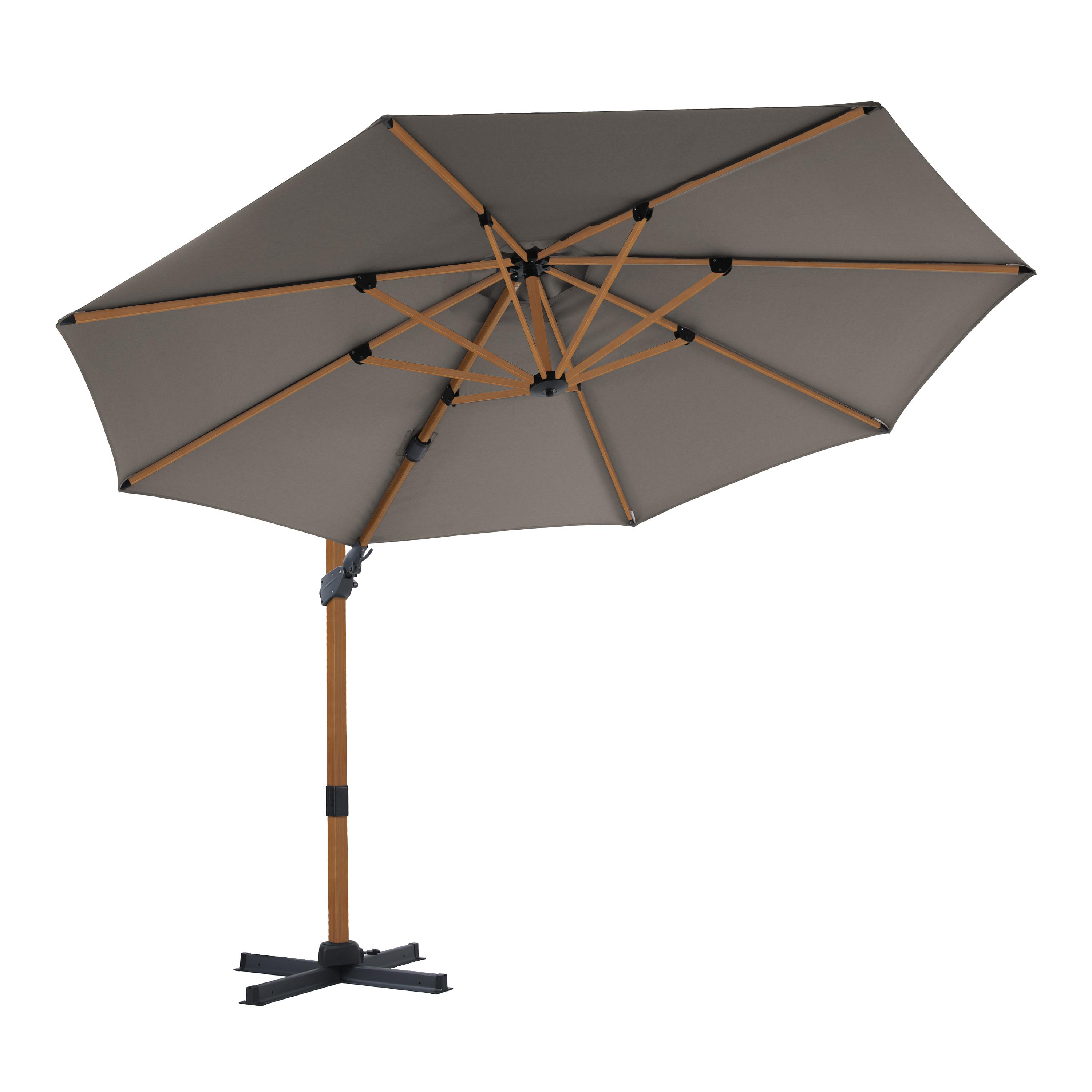 AXI Cyrus Premium Parasol déporté Ø 300cm Aspect bois/taupe 