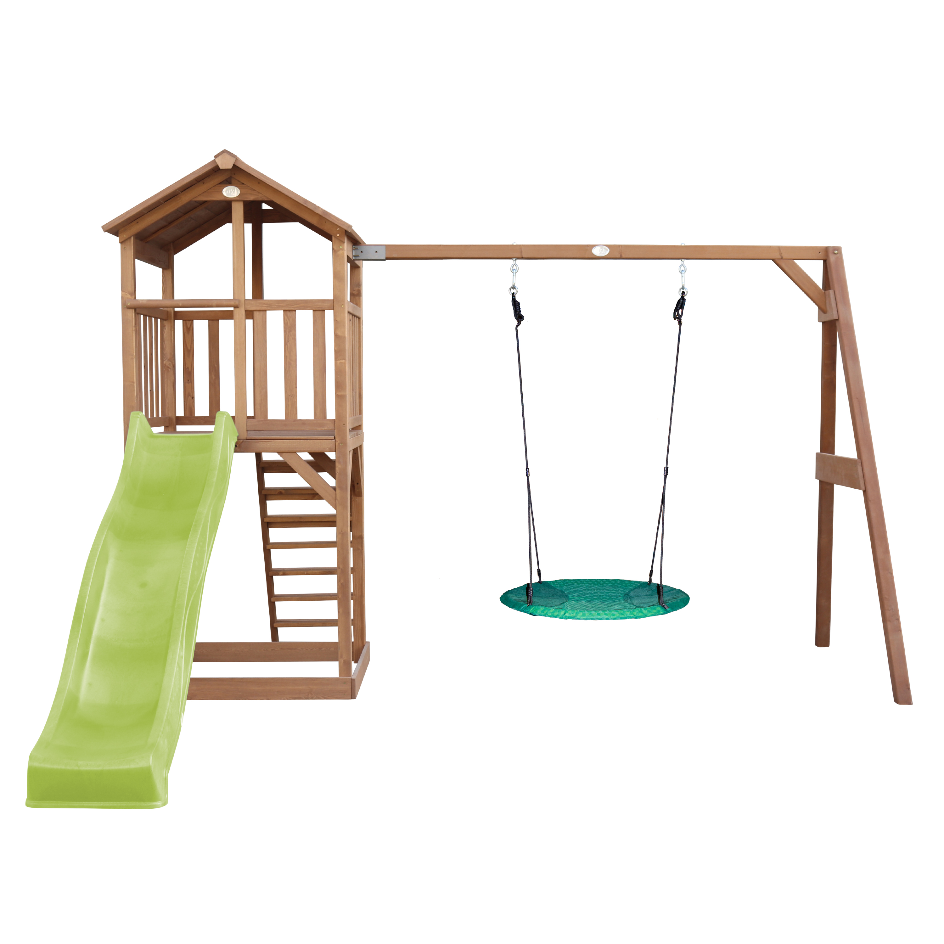 AXI Beach Tower with Summer Nest Swing Set Brown - Lime Green Slide