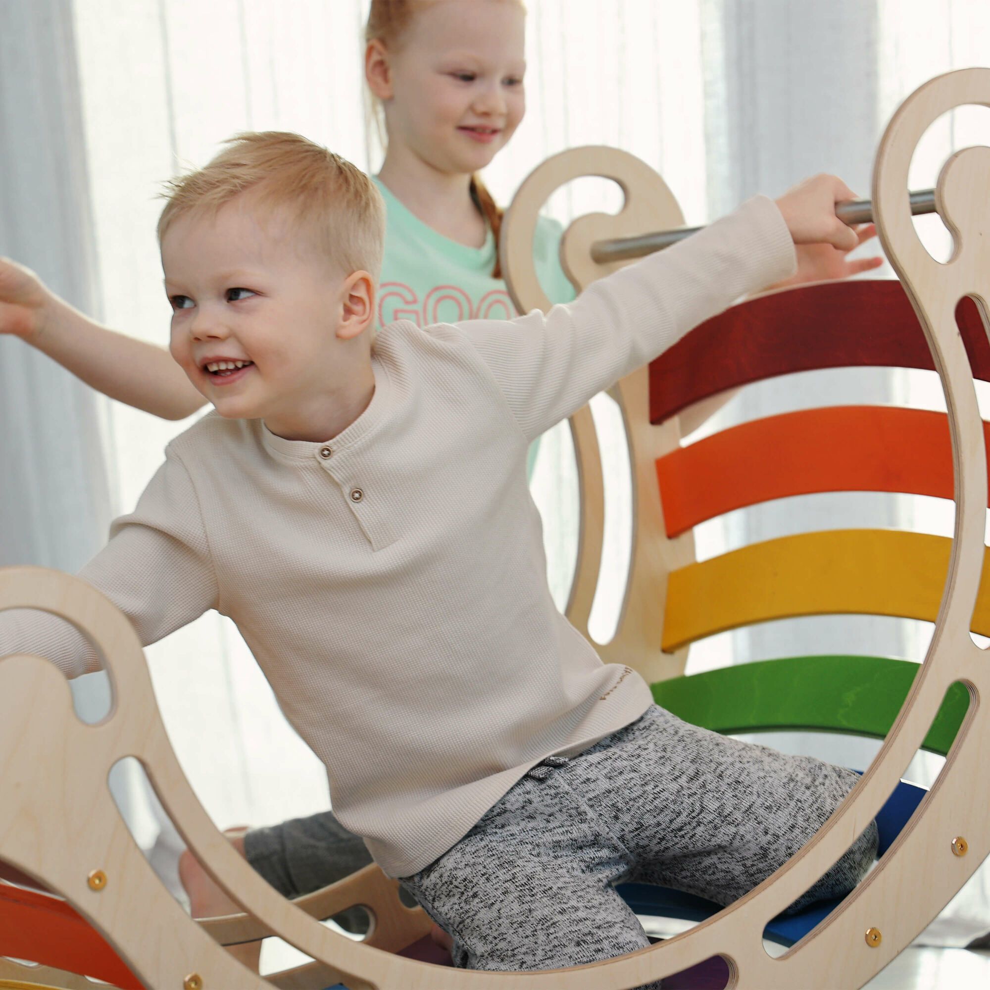 KateHaa Houten XXL Waldorf Rocker Regenboog