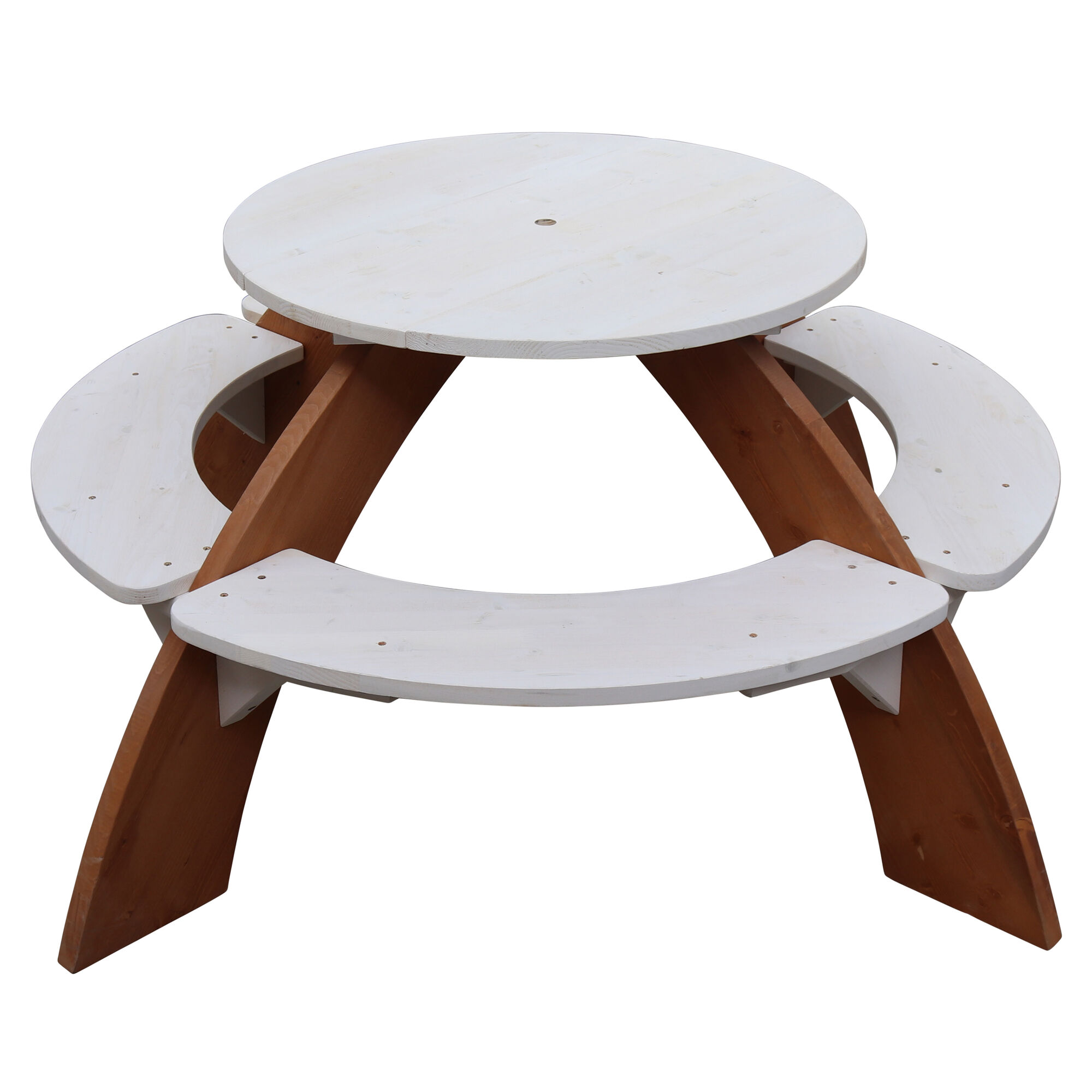 productfoto AXI Orion Picknicktafel Grijs/wit - Parasol Blauw