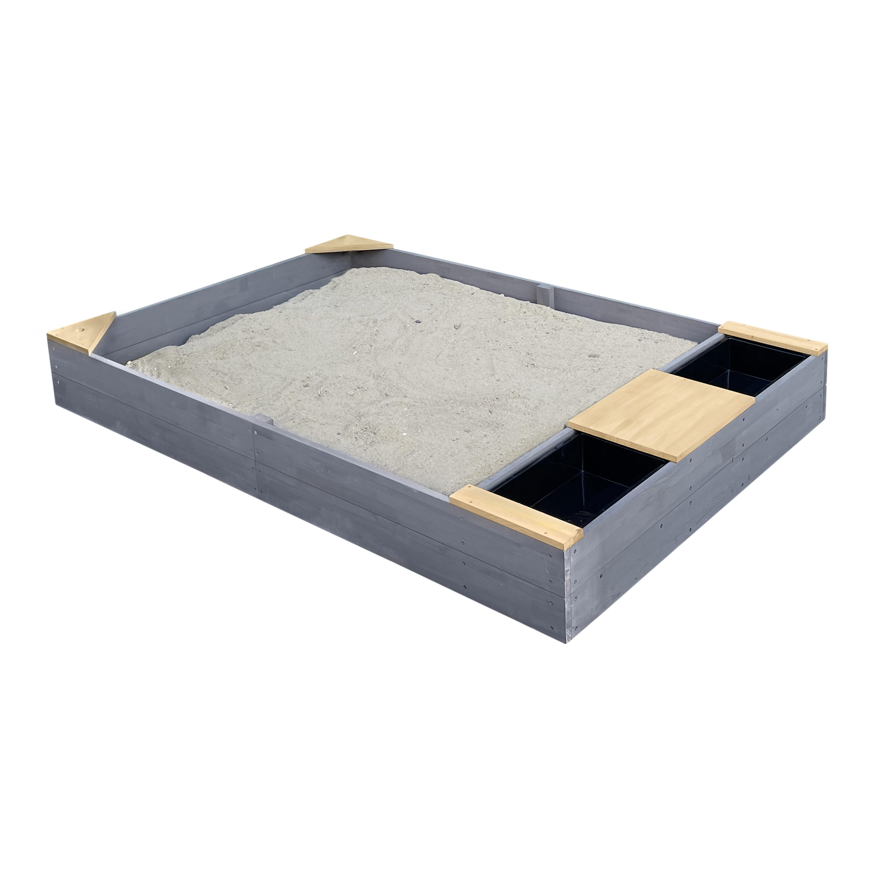AXI Kelly Sandbox with Bins and Bench - 180 x 115 cm - Grey/Brown