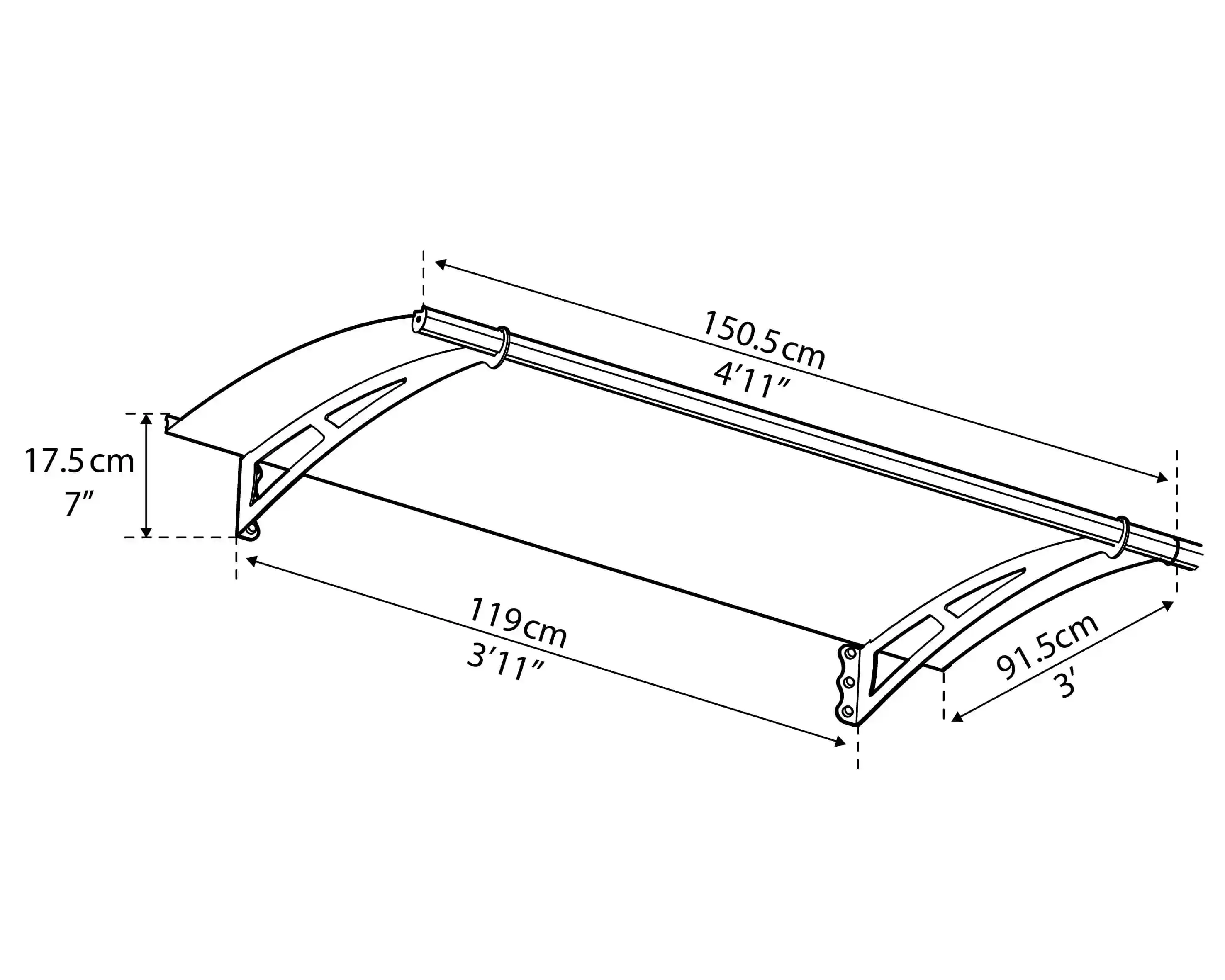 Canopia Aquila 150X91 cm Deur en Veranda Luifel Donkergrijs Helder-7290010027590 Canopia Aquila 150X91 cm Deur en Veranda Luifel Donkergrijs Helder