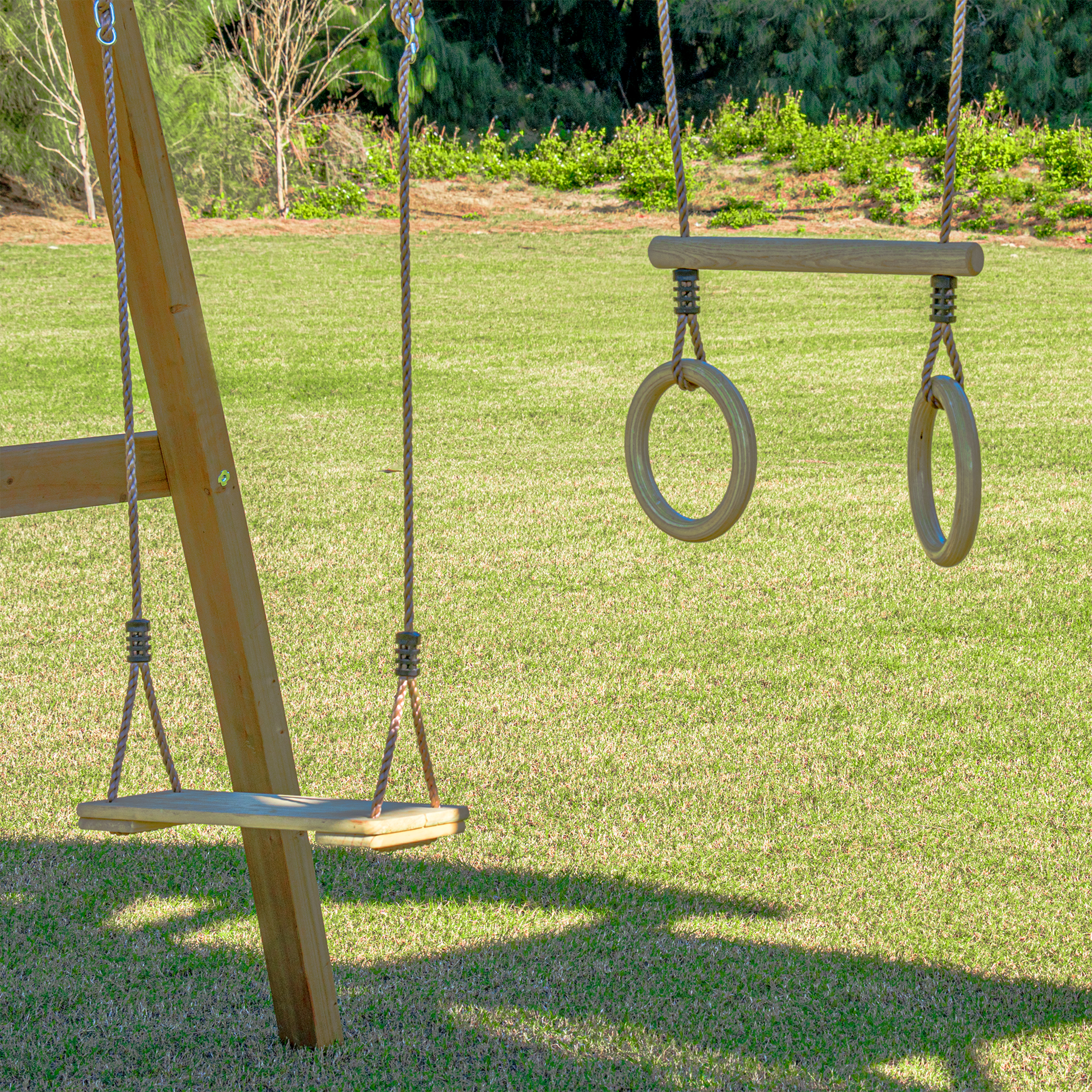 AXI Mitch Climbing Frame with Double Swing, Trapeze and Lookout Tower – Green Slide