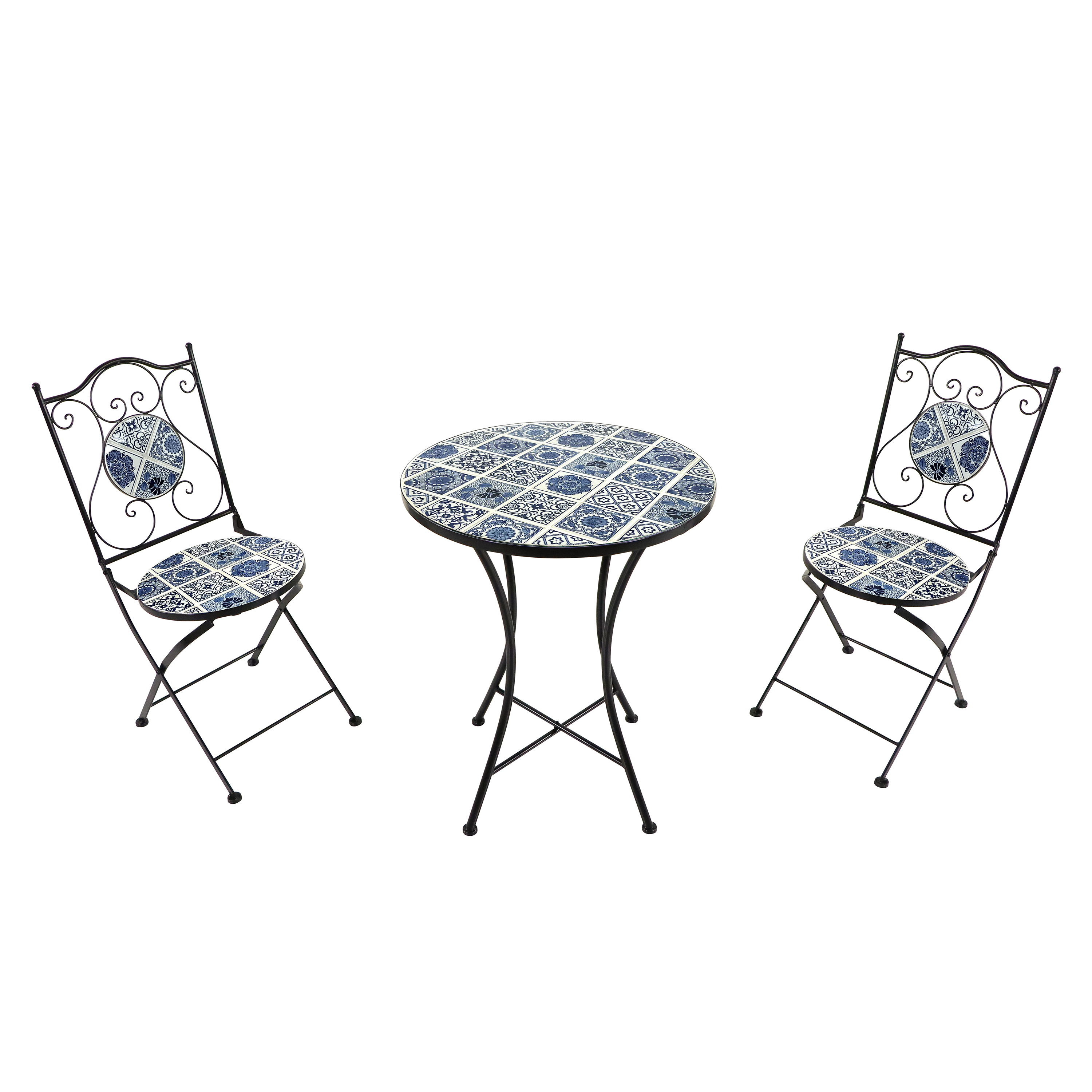 AXI Amélie Chaise Bistrot Mosaïque en bleu de Delft