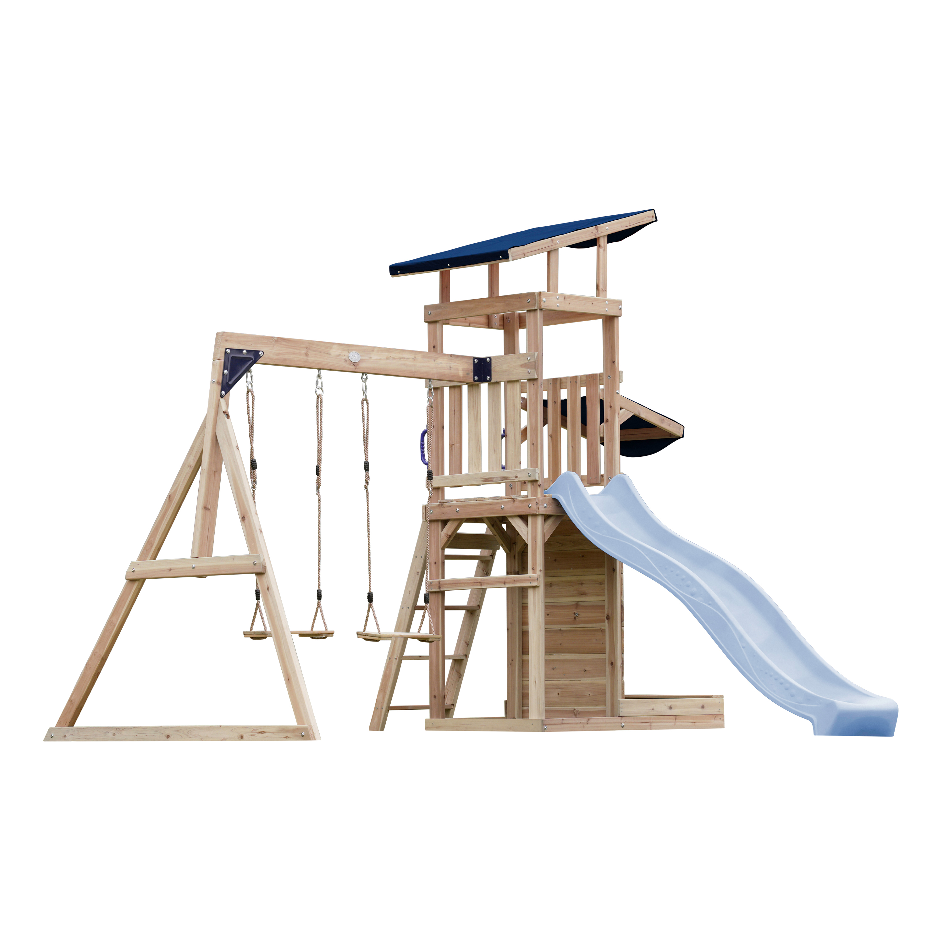 AXI Malik Climbing Frame with Double Swing Set - Pastel Blue Slide