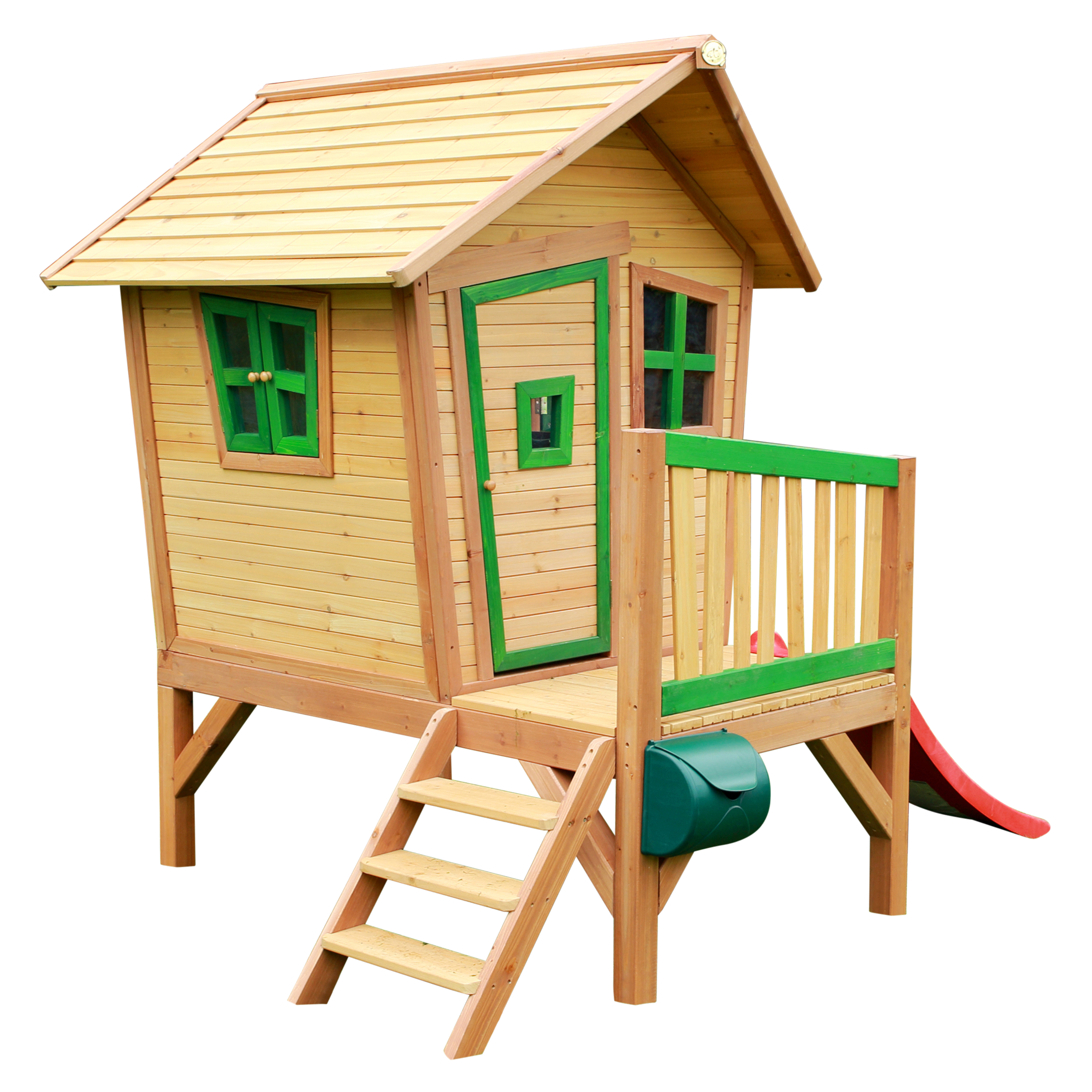 AXI Robin Playhouse Brown/Green - Red Slide