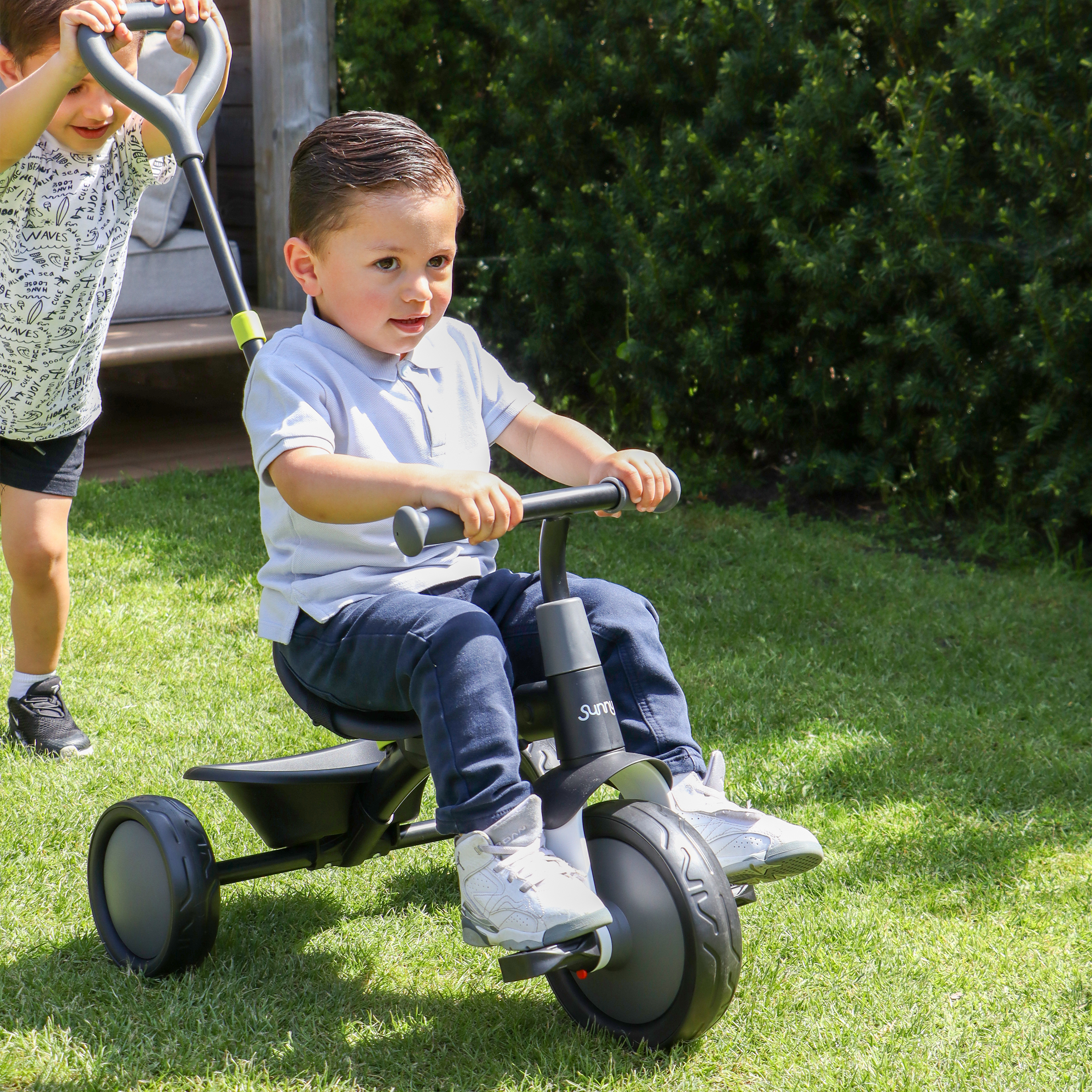 Sunny Tricycle with Removable Pushbar - Black-8720365064760 Sunny Tricycle with Removable Pushbar - Black