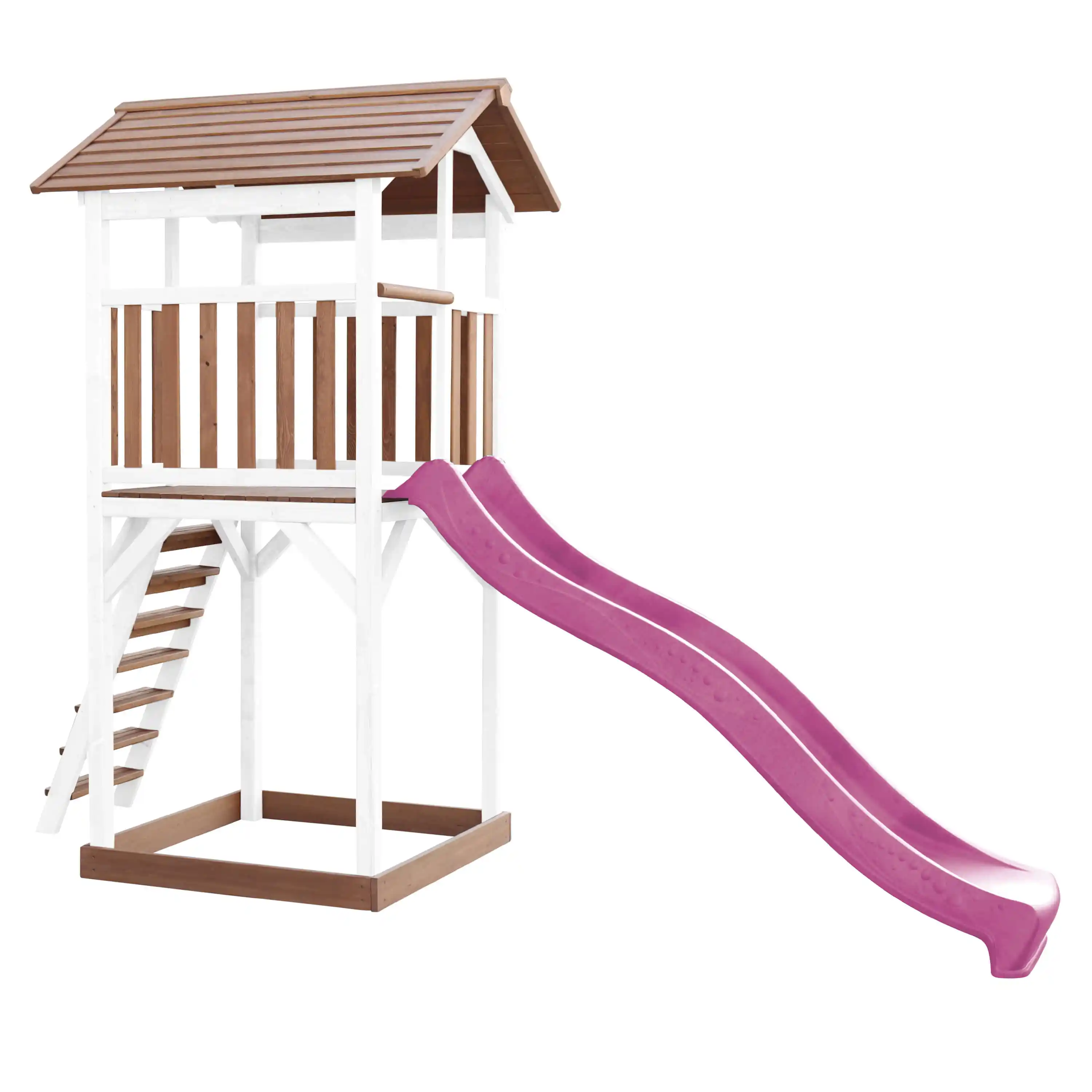 AXI Beach Tower Aire de jeux Marron/Blanche - Toboggan Violet