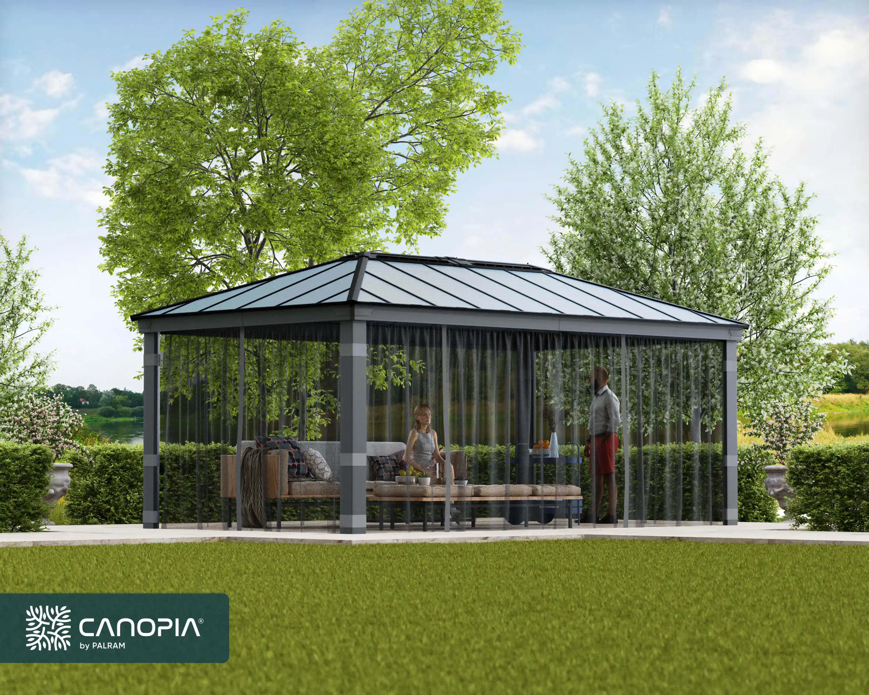 Canopia Gaasset voor Dallas tuinpaviljoen 600X360 Zwart