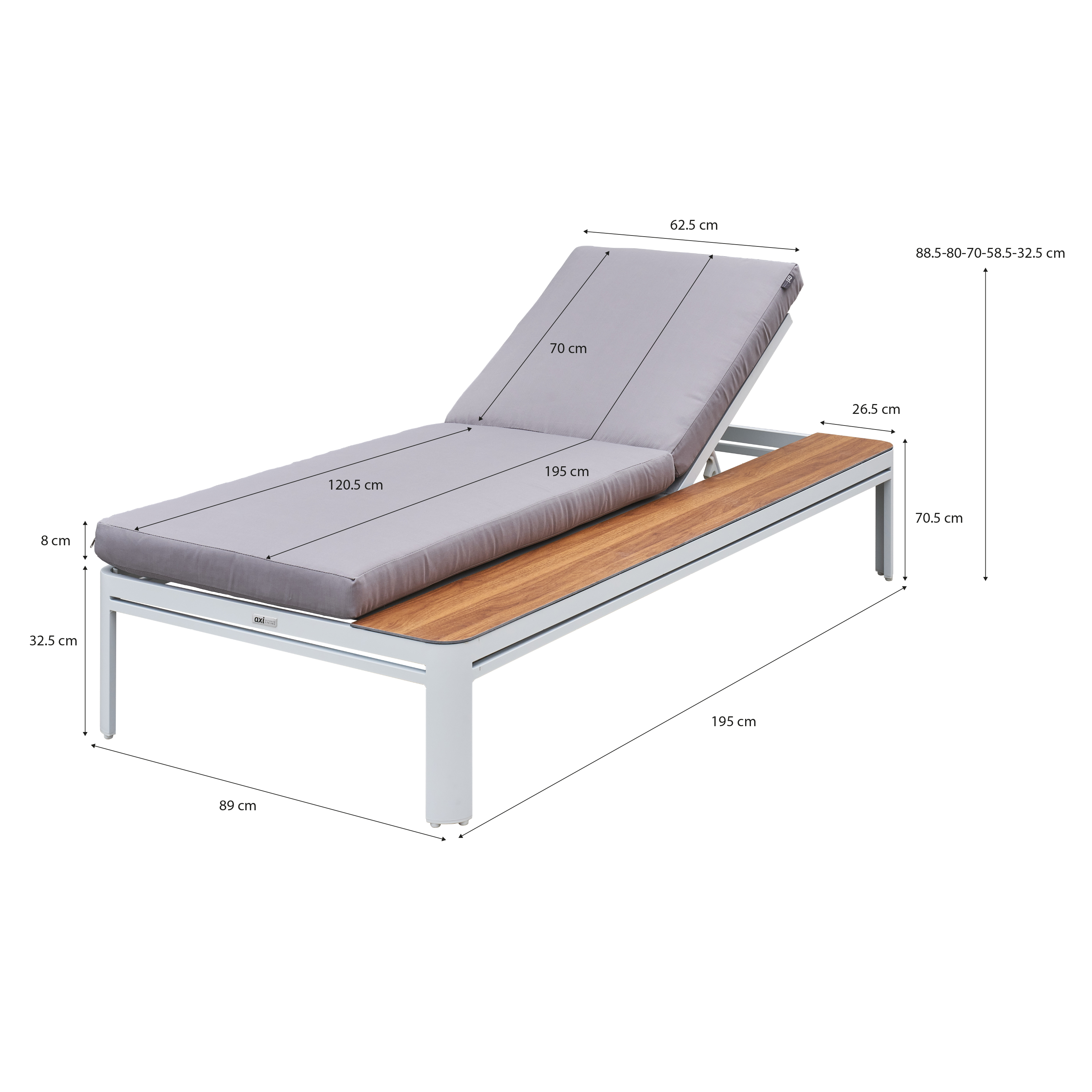 AXI Kira Lounger with table White/grey