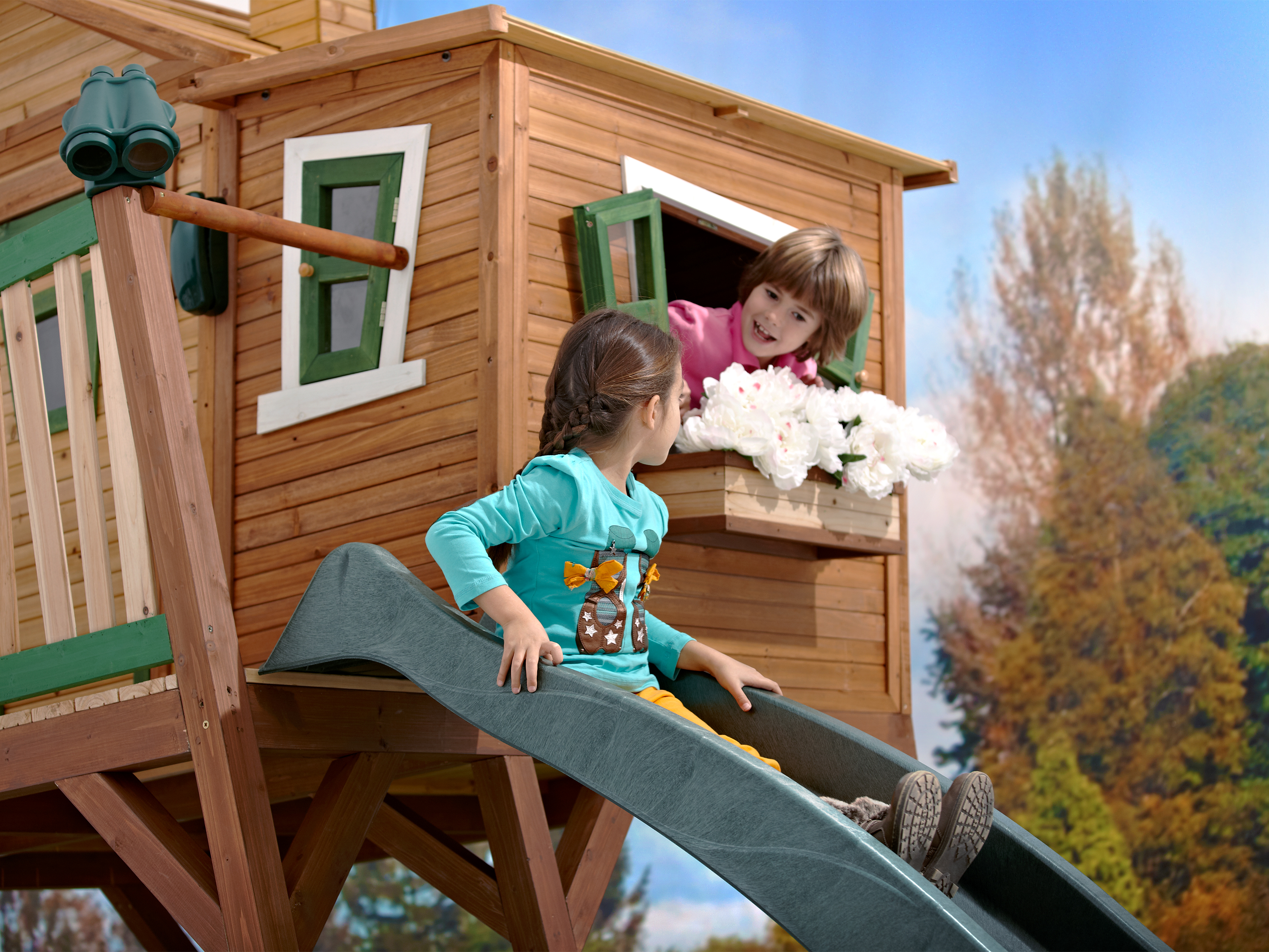 AXI Max Playhouse Brown/Green - Green Slide