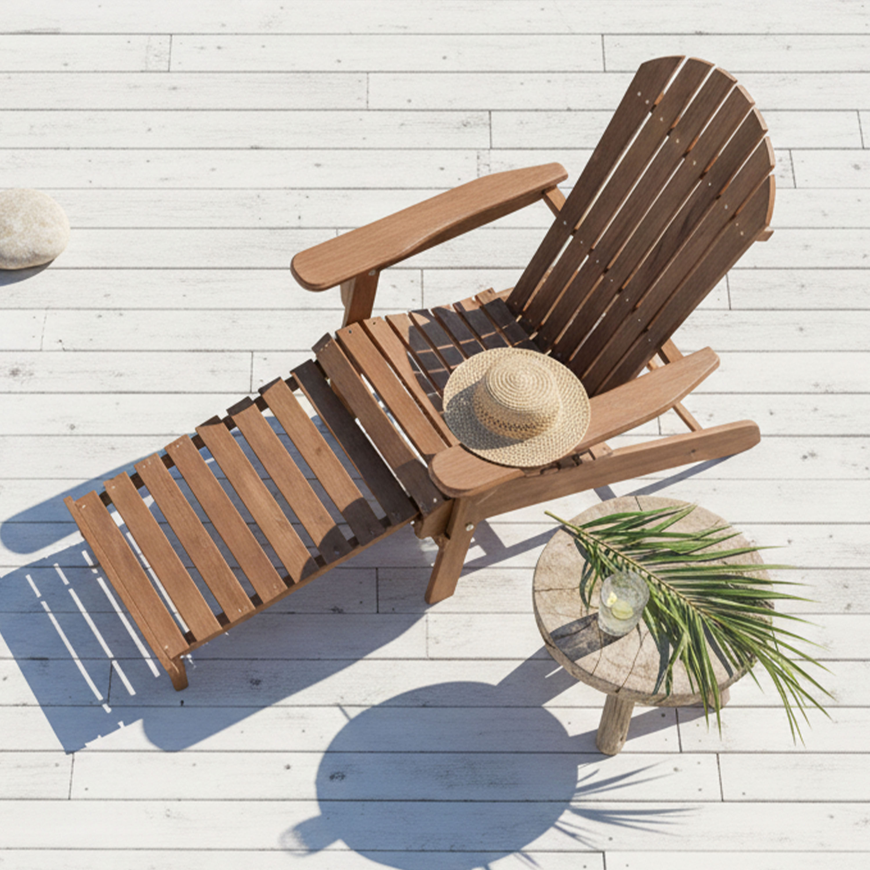 AXI Alexa Folding Adirondack Chair with Footrest Coffee Brown