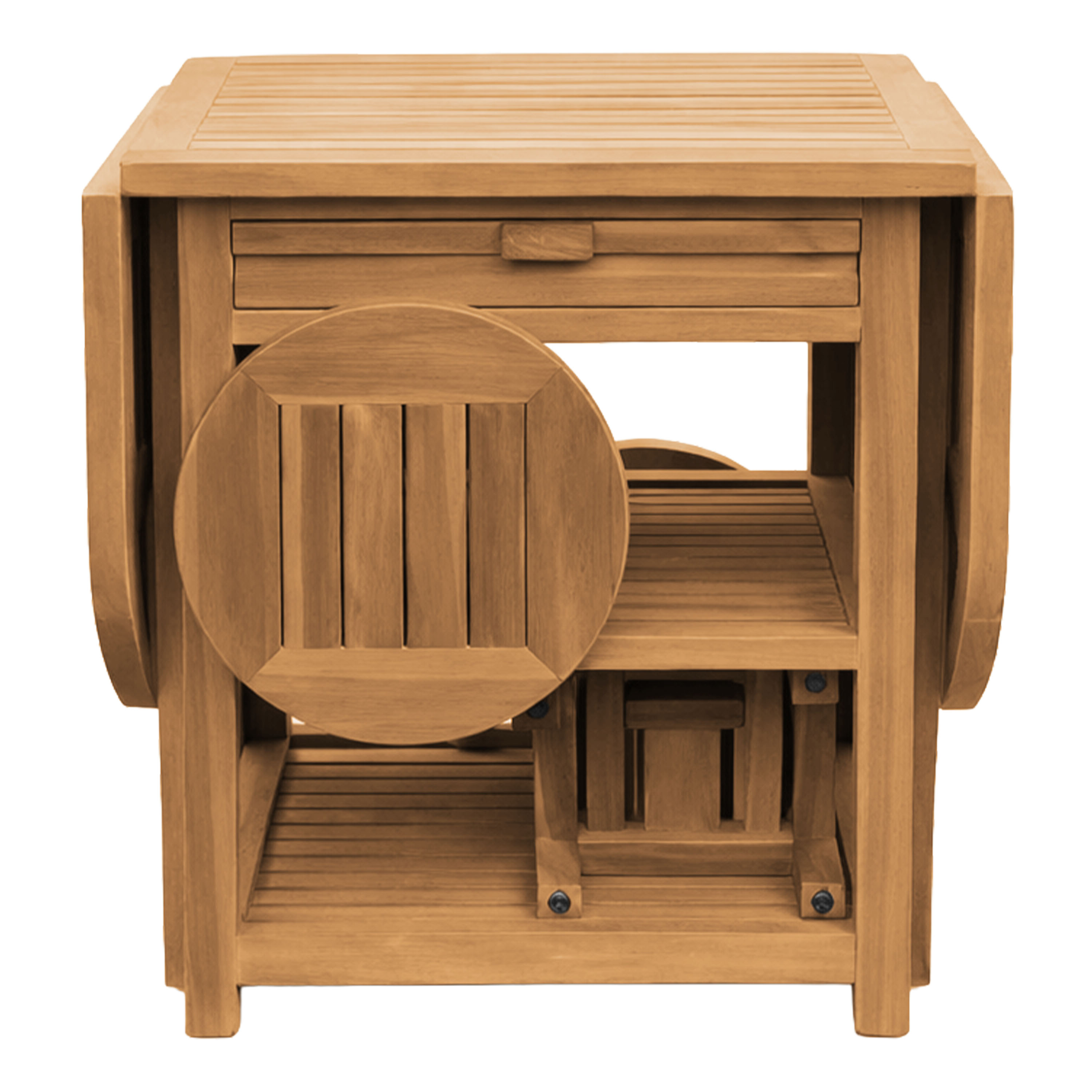 AXI Nomani Foldable Teak Low Bar Set with 2 stools