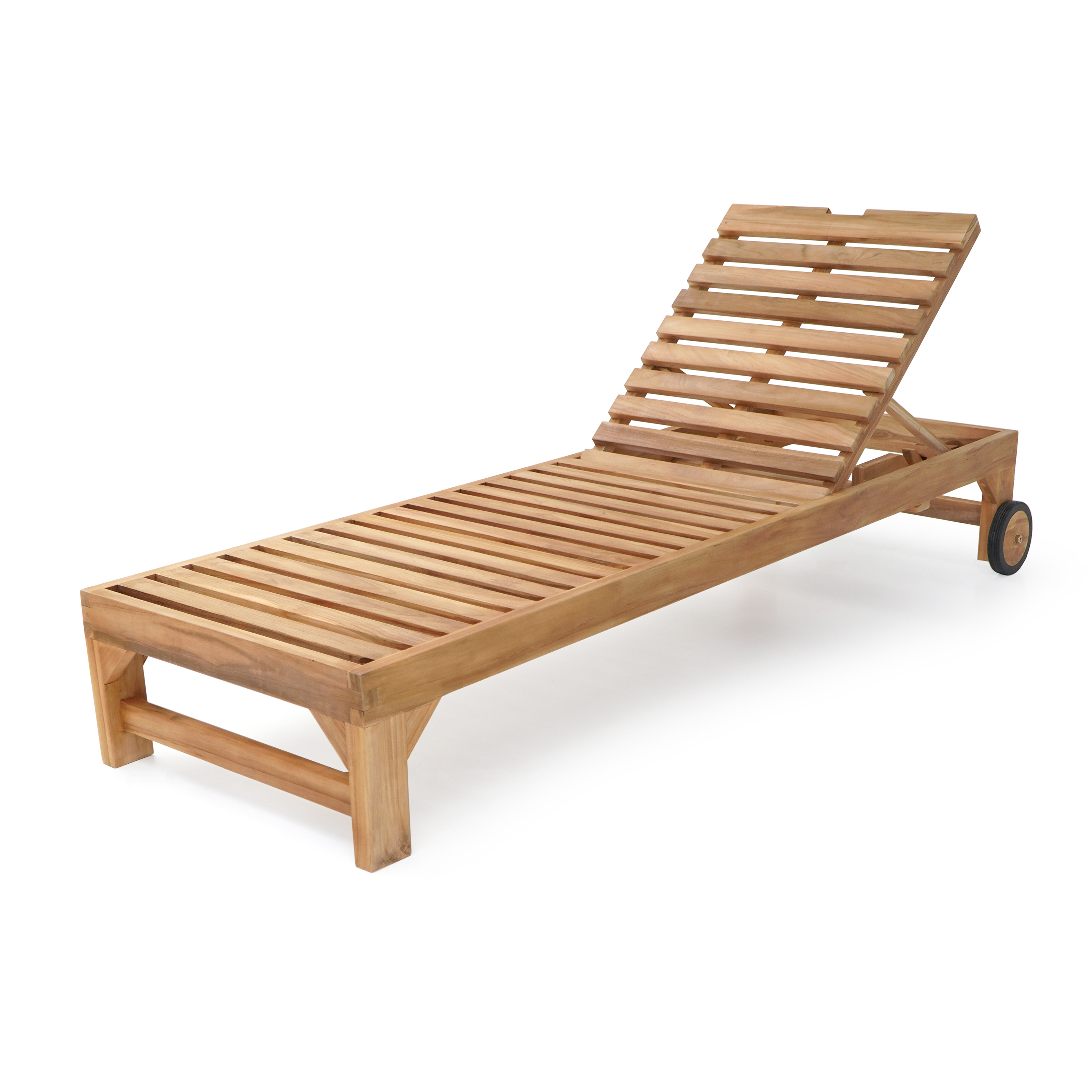 AXI Rama Chaise longue de jardin en teck avec coussins