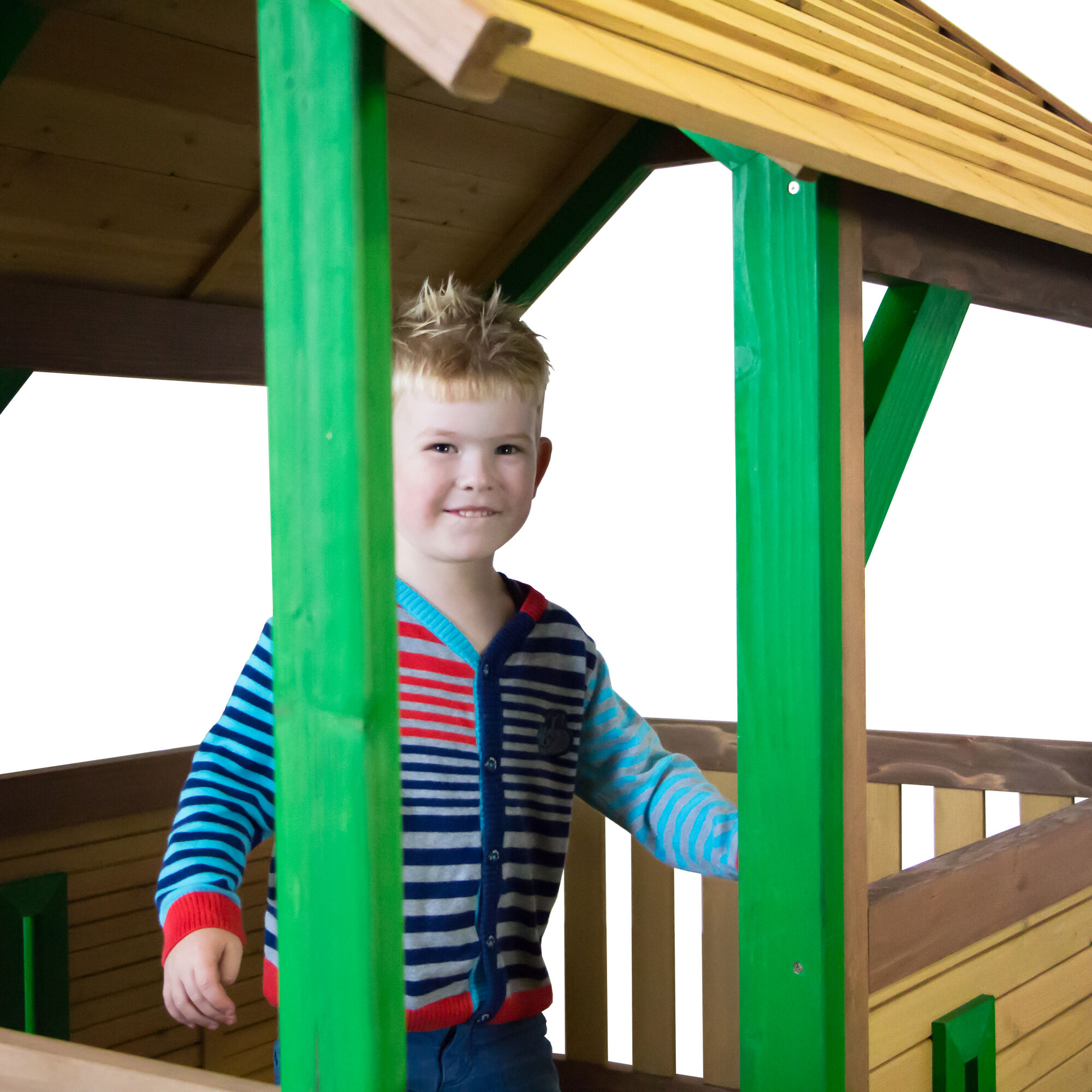 AXI Akela Speeltoren Bruin/groen - Rode glijbaan