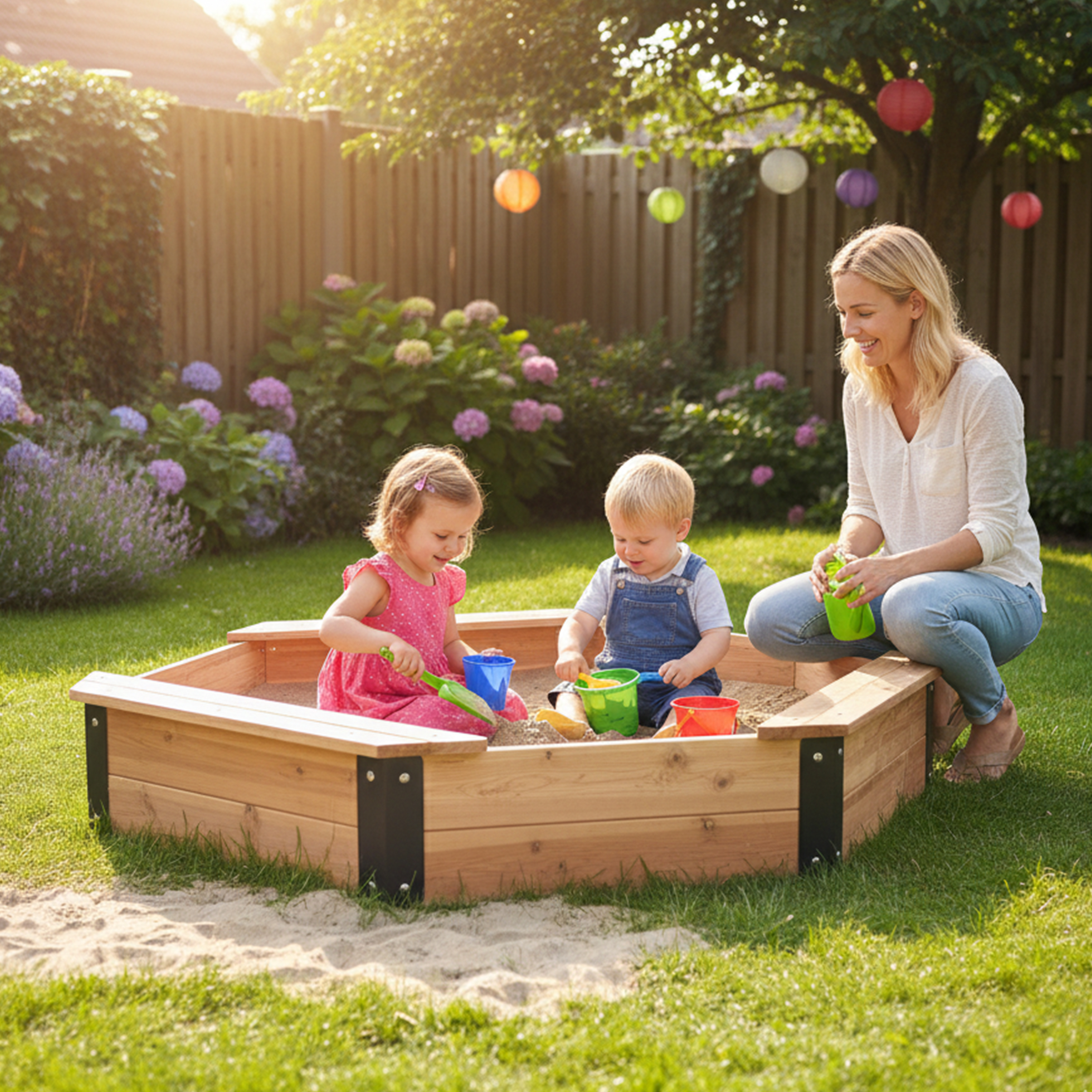 AXI Onno XXL Sandbox Octagonal - 200 x 200 cm - Brown/Anthracite