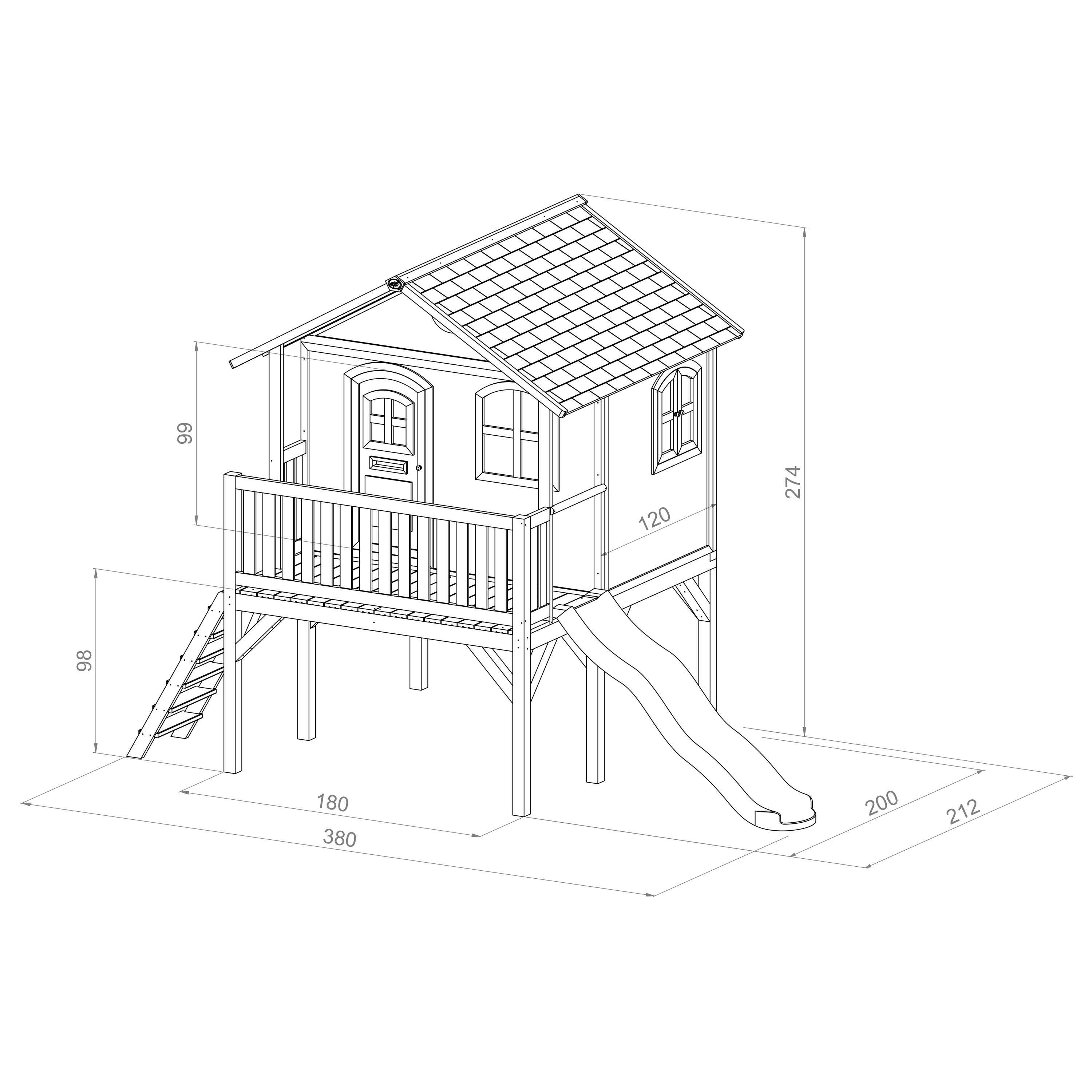 AXI Sophie Maisonnette de jardin Marron/Blanche – Toboggan Vert 