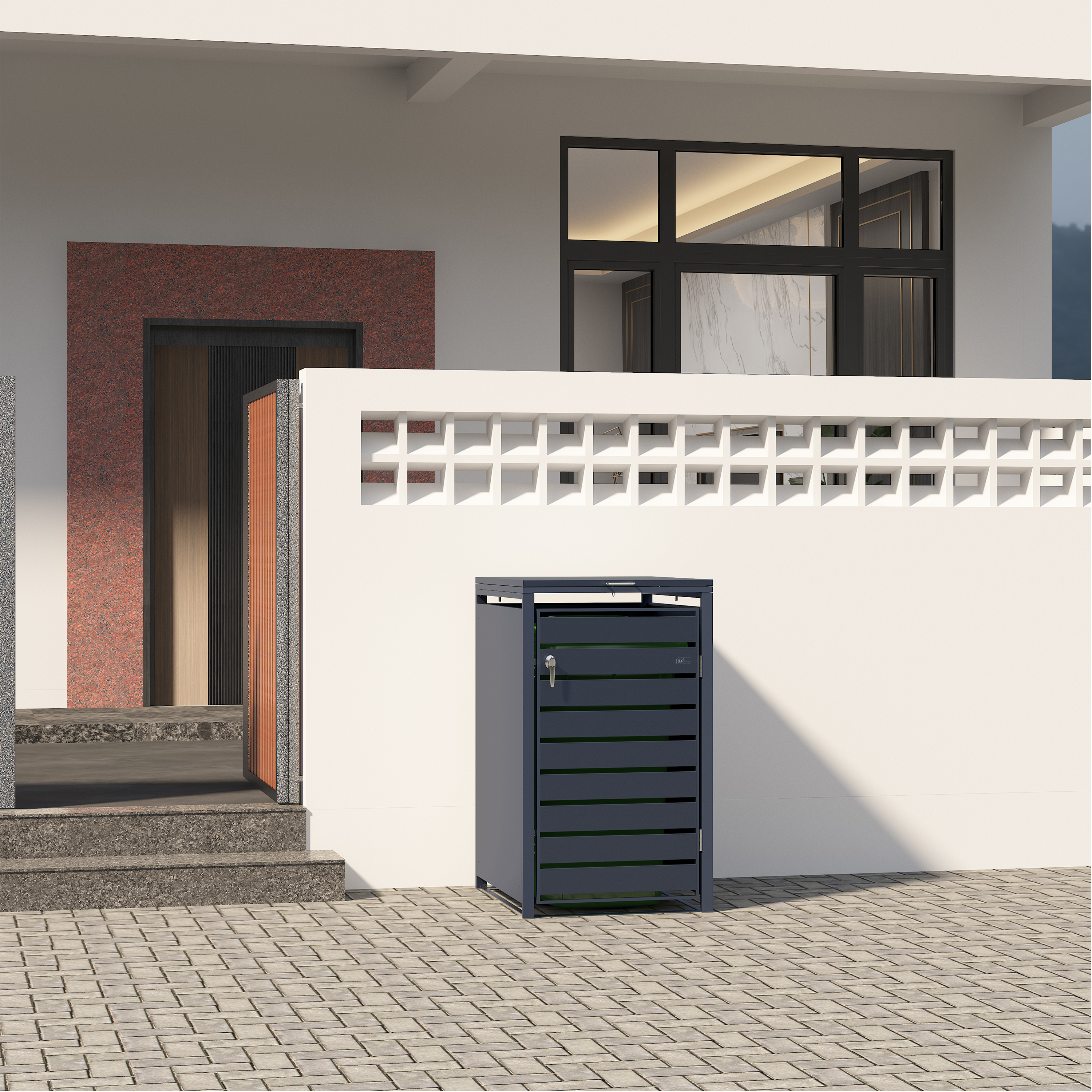 AXI Lucas Metal Garbage Bin Shed - 1 Garbage Bin
