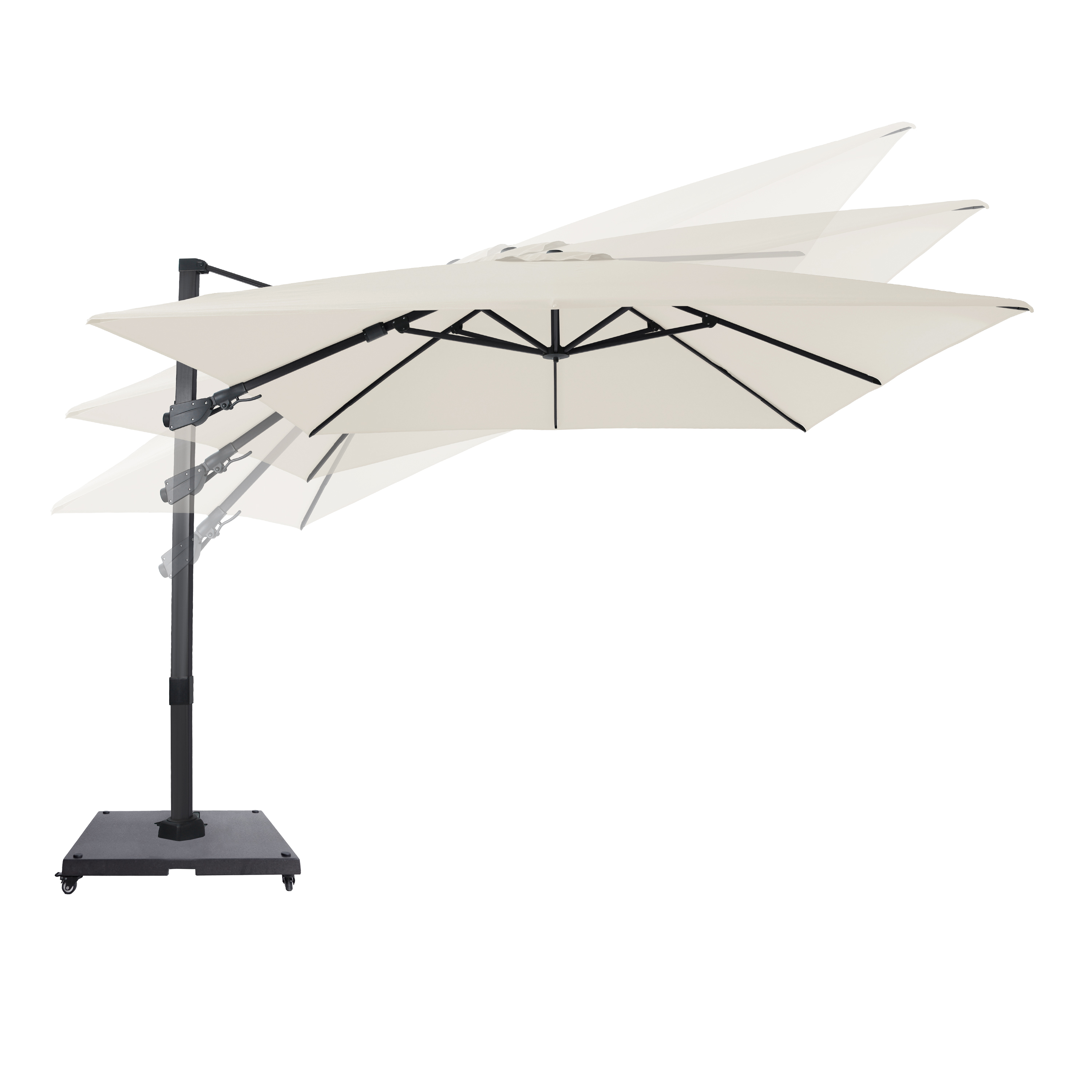 AXI Apollo Premium Cantilever Parasol 300x300cm incl. granite base with wheels Anthracite/Beige – Complete set