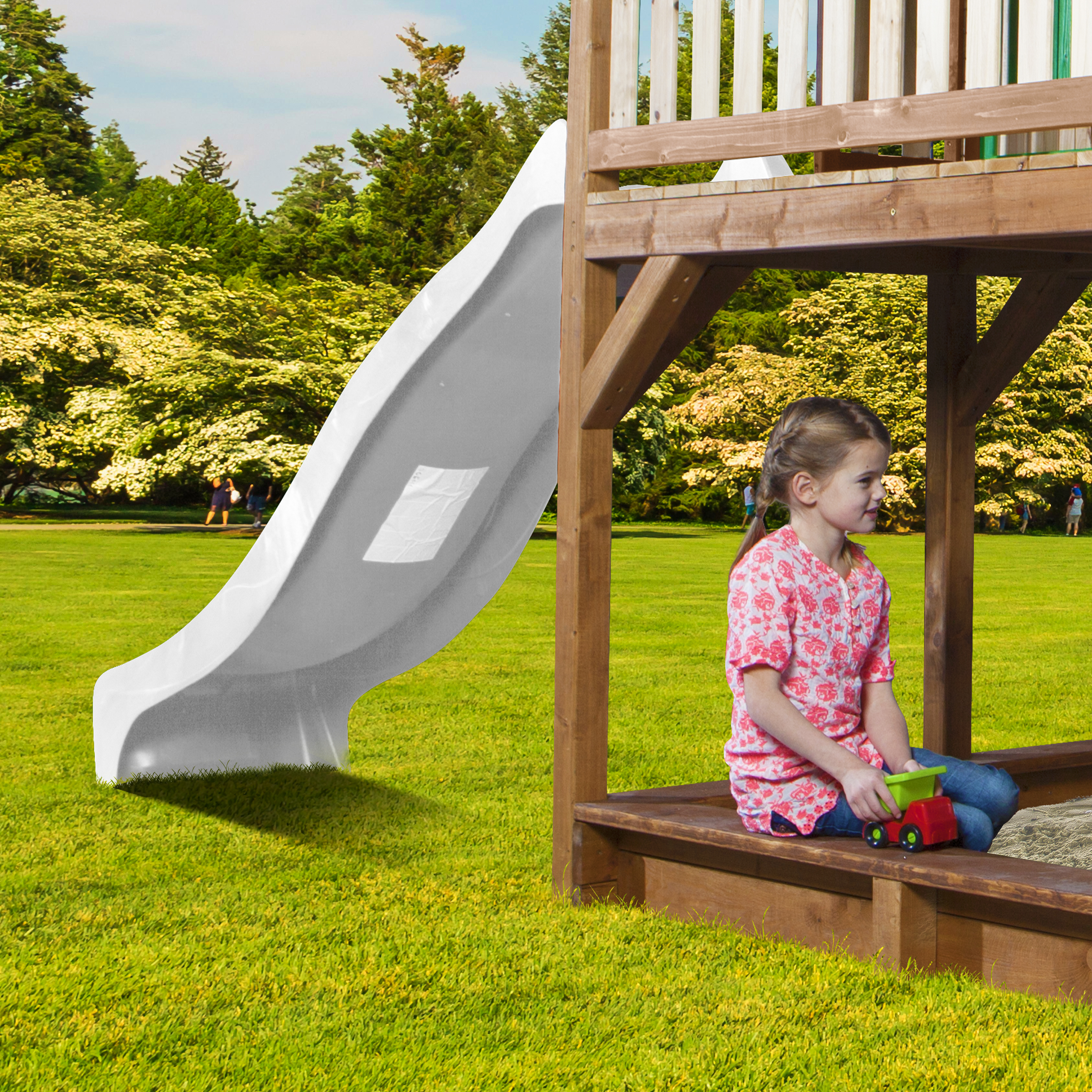 AXI Liam Playhouse with Roxy Nest Swing Set Brown/Green - White Slide