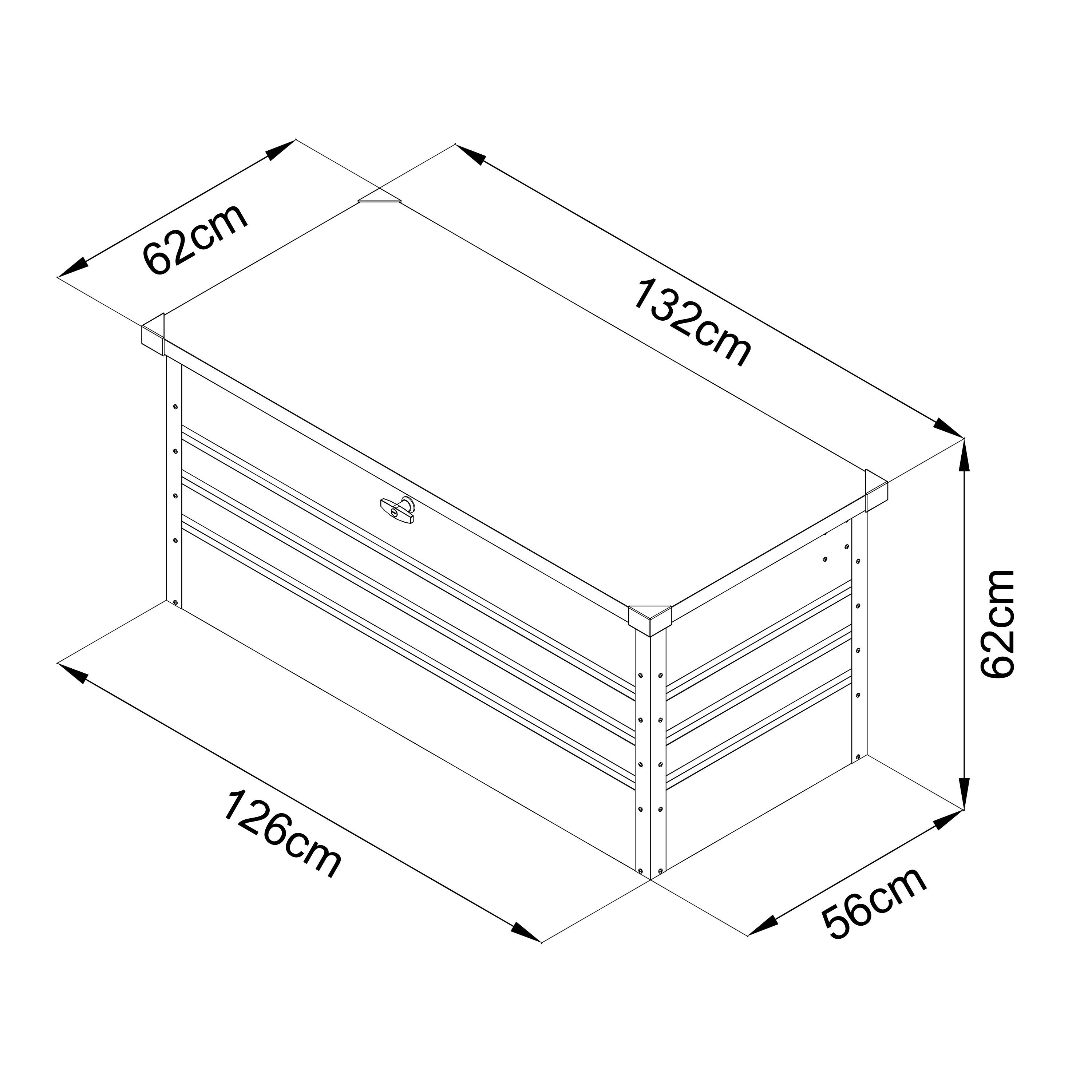 AXI Miles Coffre de jardin en métal 400 Anthracite - 132x60x62cm