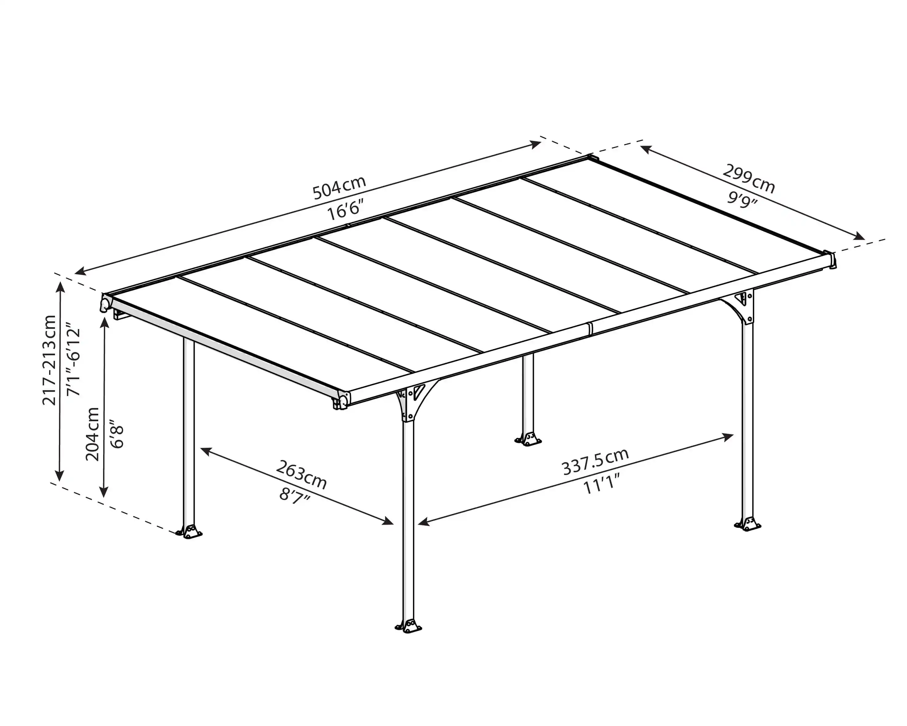 Canopia Verona 504X299 cm Carport pour une voiture Gris Foncé Bronze