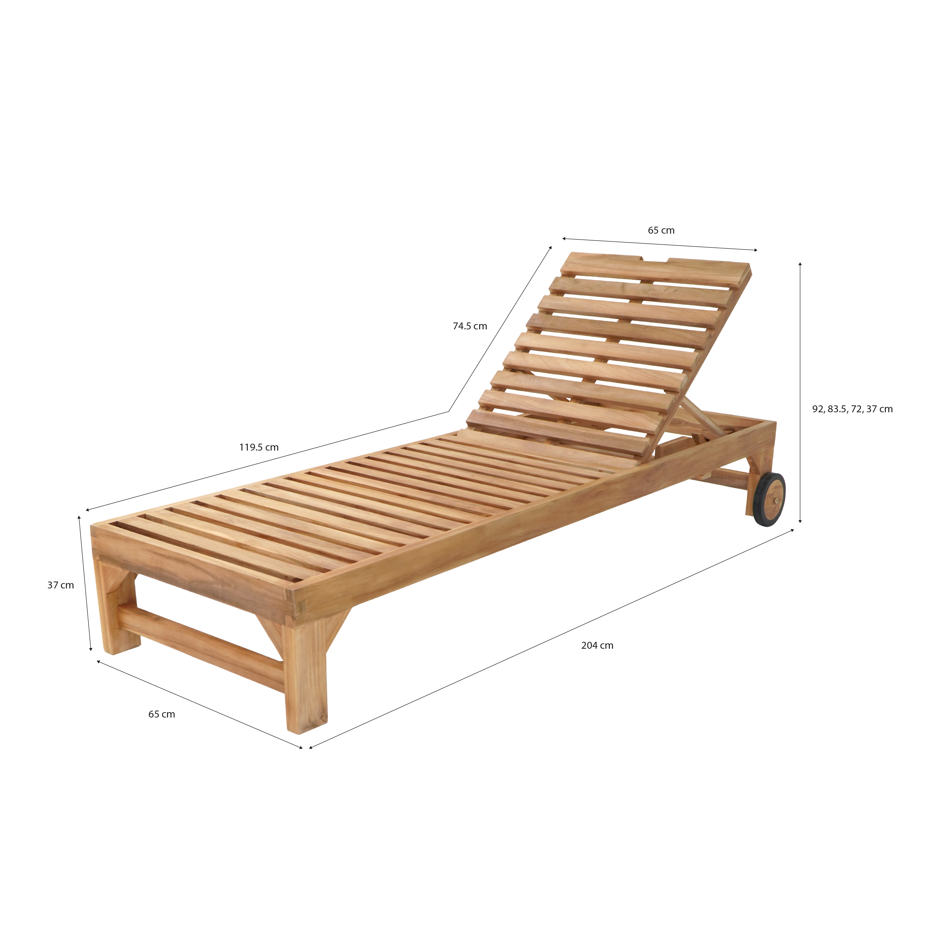 Rama teak wood sun lounger with cushion