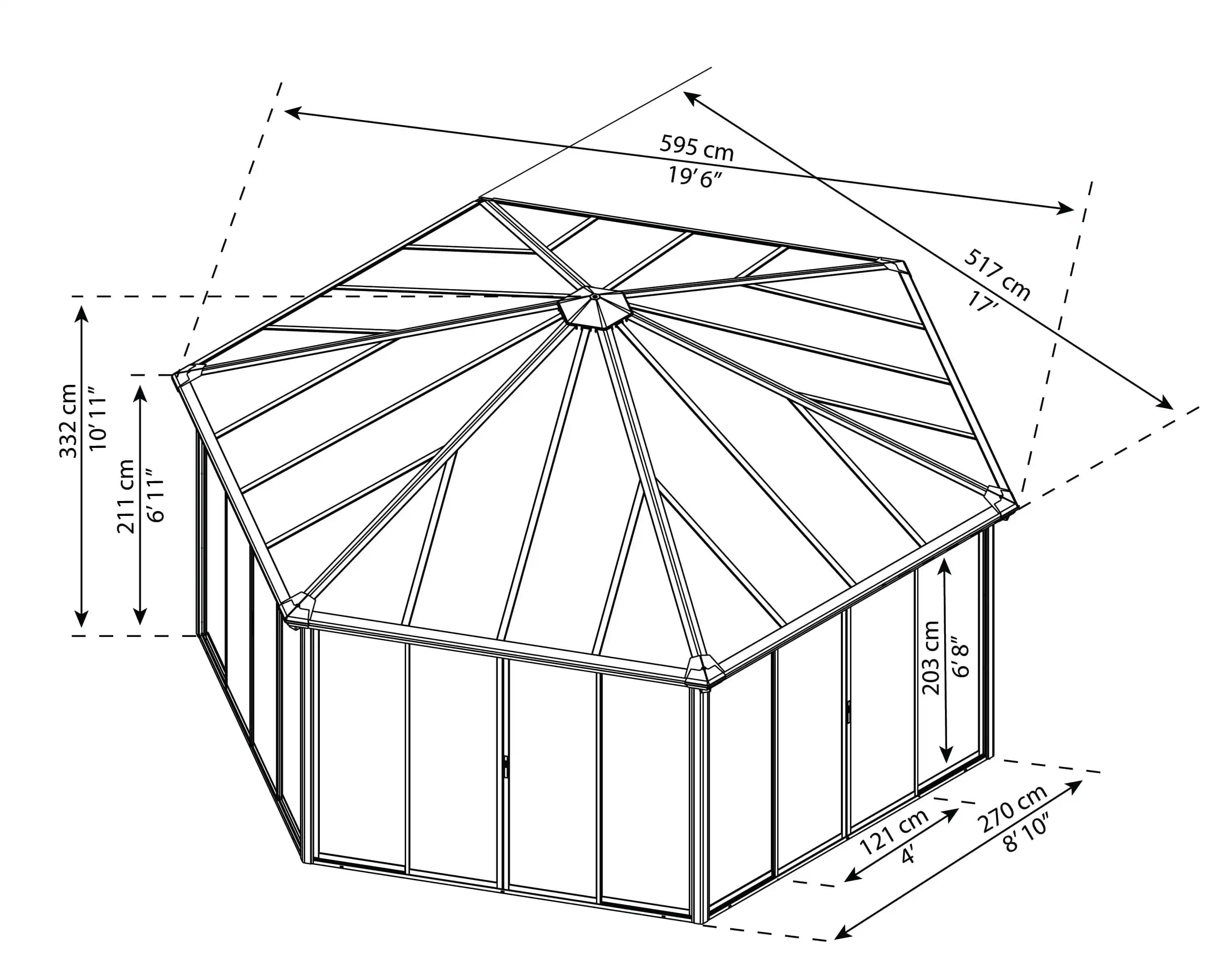 Canopia Garda Pavillon de jardin 520X595X332 cm Gris Foncé