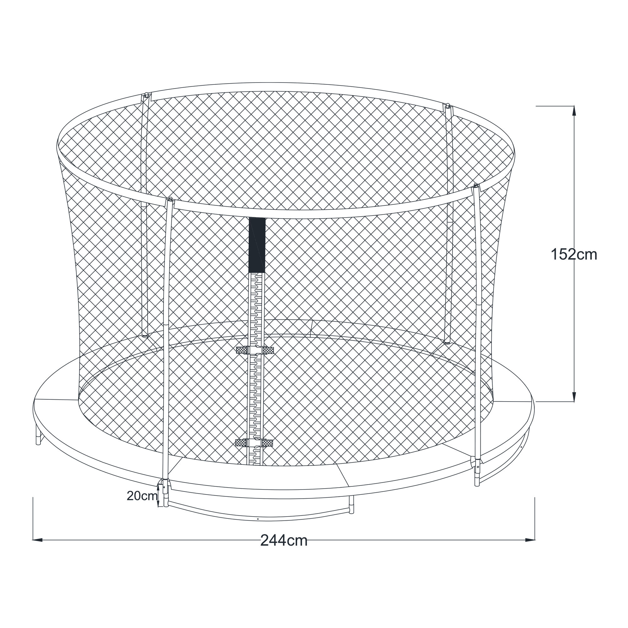 AXI Boston Trampoline rond avec filet 244 cm - Enterré et Hors sol - Noir