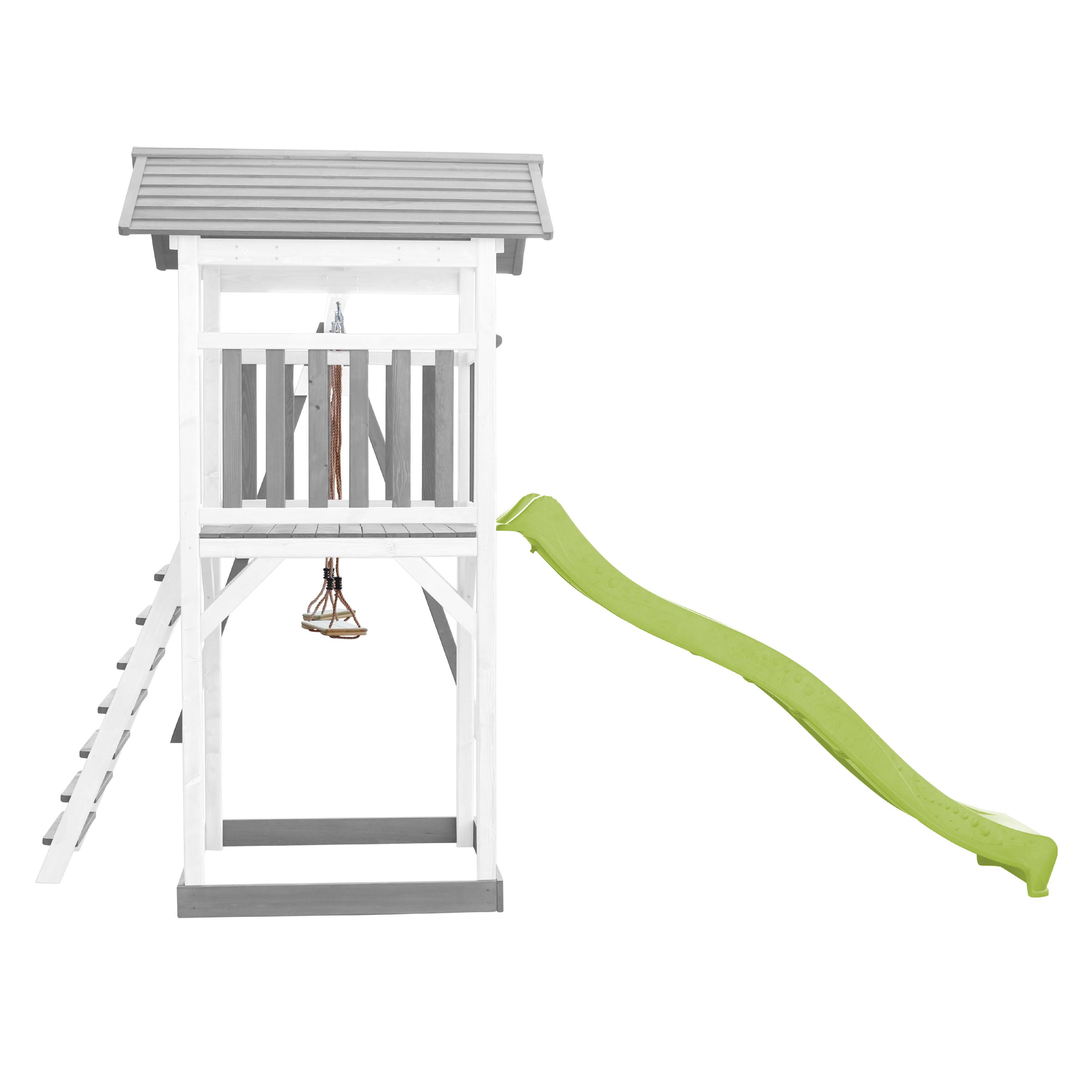 AXI Beach Tower with Double Swing Set GreyWhite - Lime Green Slide