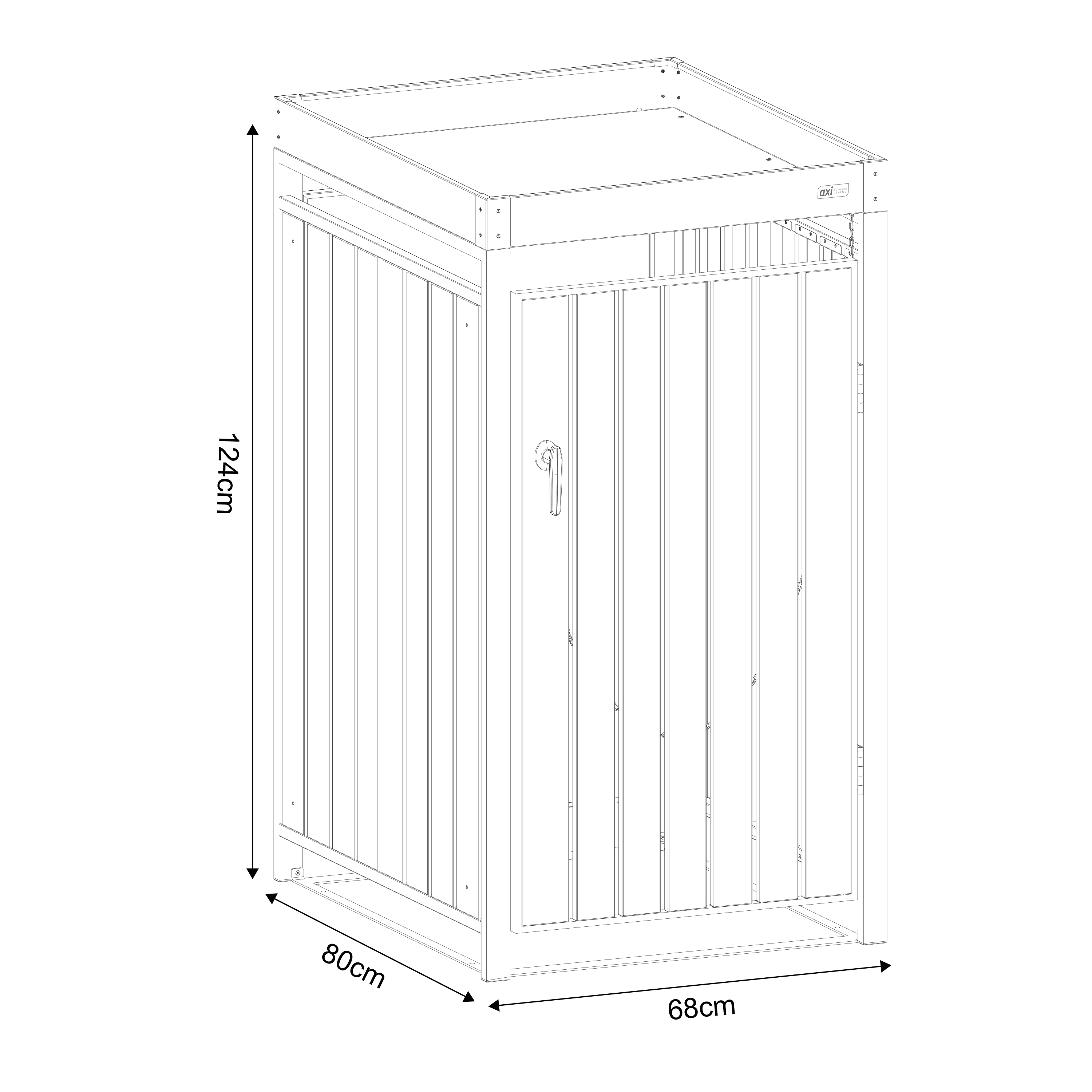 AXI Leon Cache poubelle en métal Anthracite/Effet Bois avec bac à plantes - 1 conteneur