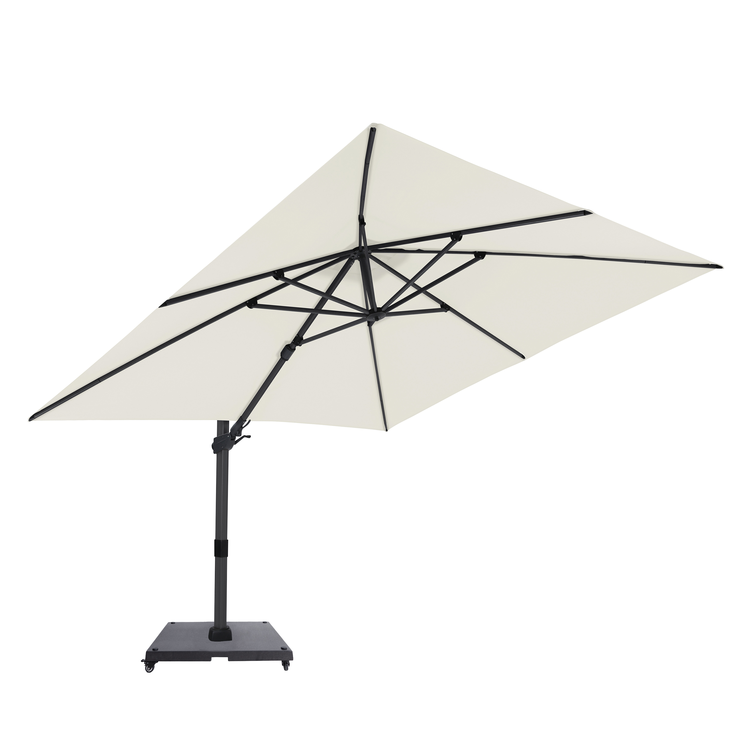 AXI Apollo Premium Cantilever Parasol 300x300cm incl. granite base with wheels Anthracite/Beige – Complete set