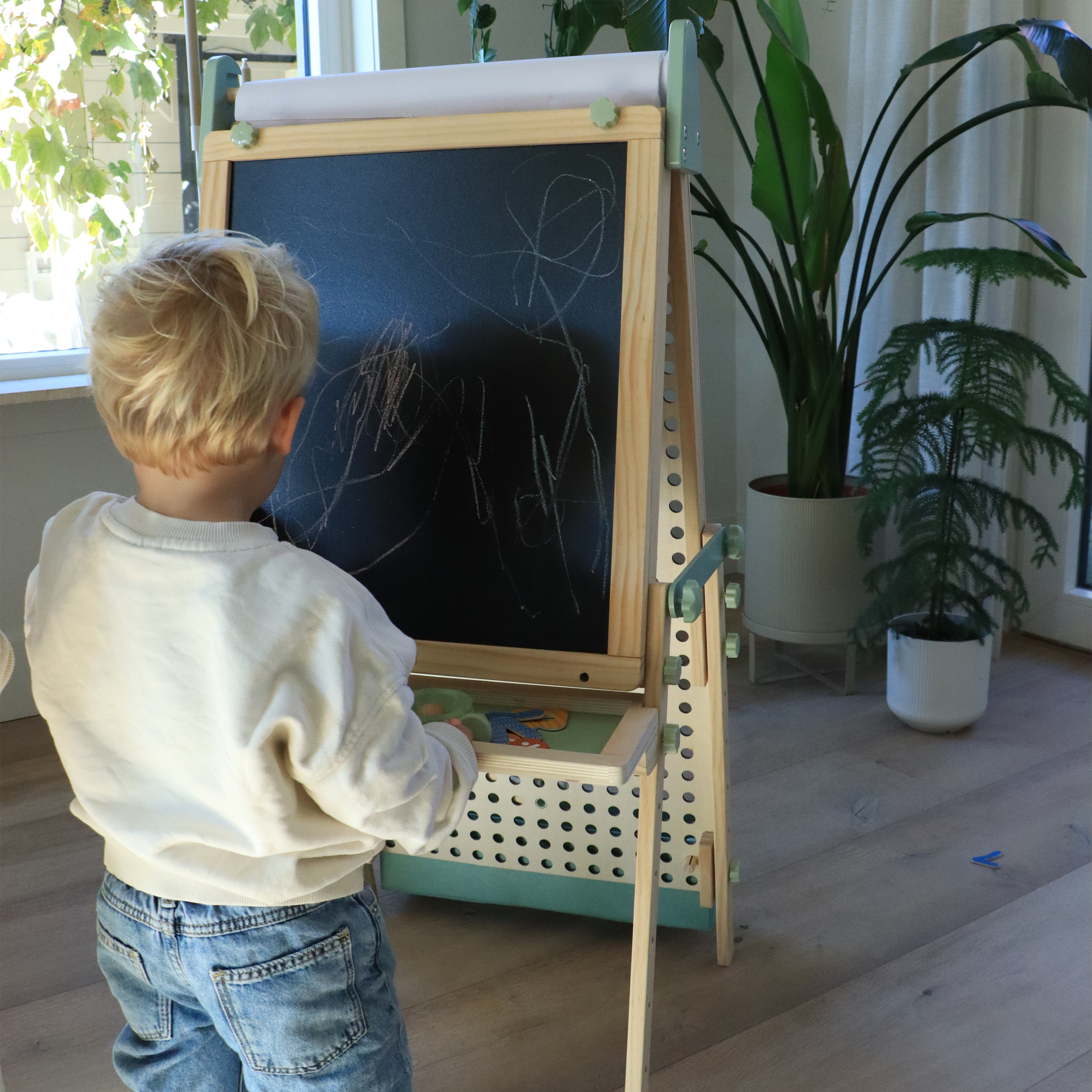 Sunny Mika Activity Easel with Pegboard - Natural Brown