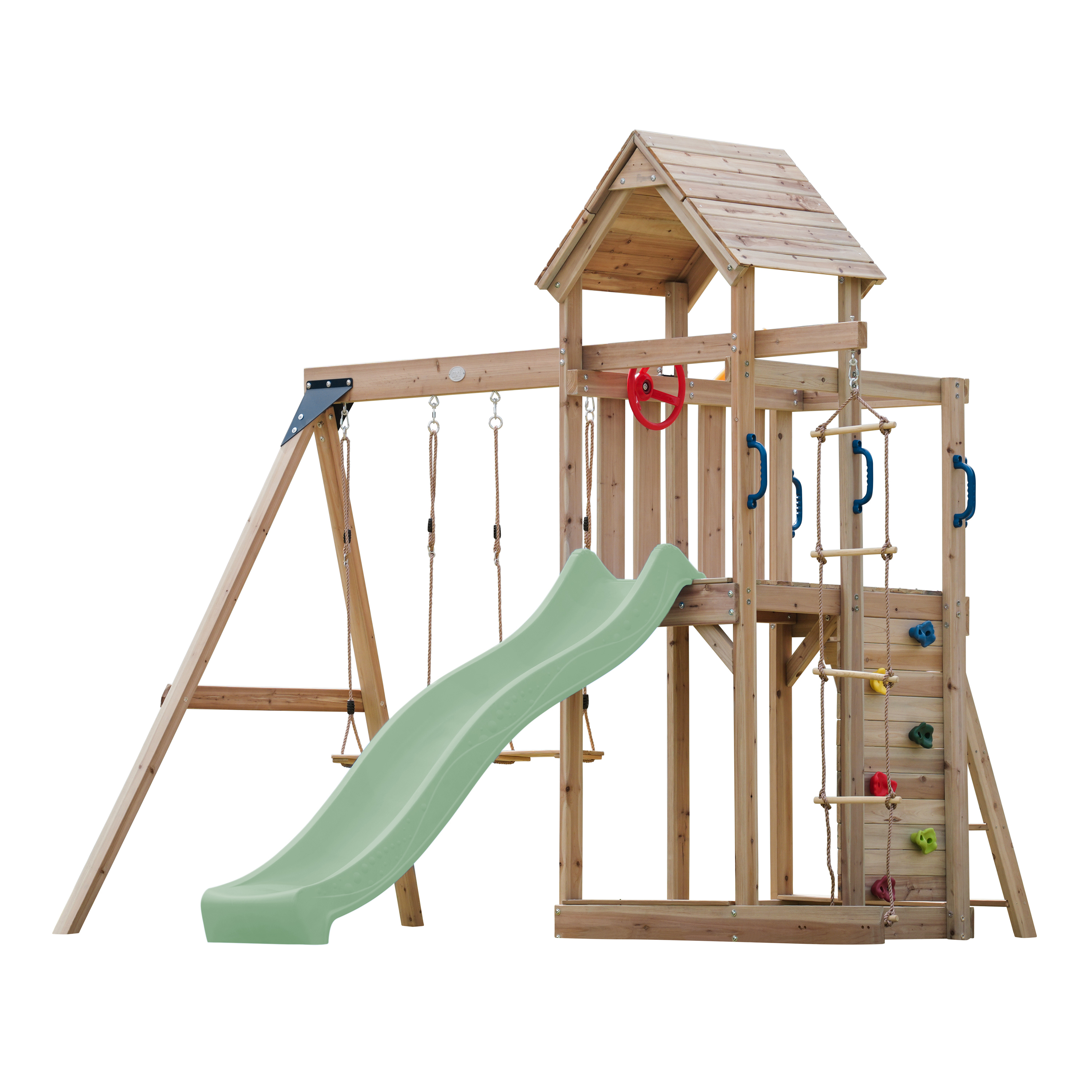 AXI Moos Climbing Frame with Double Swing Set - Pastel Green Slide