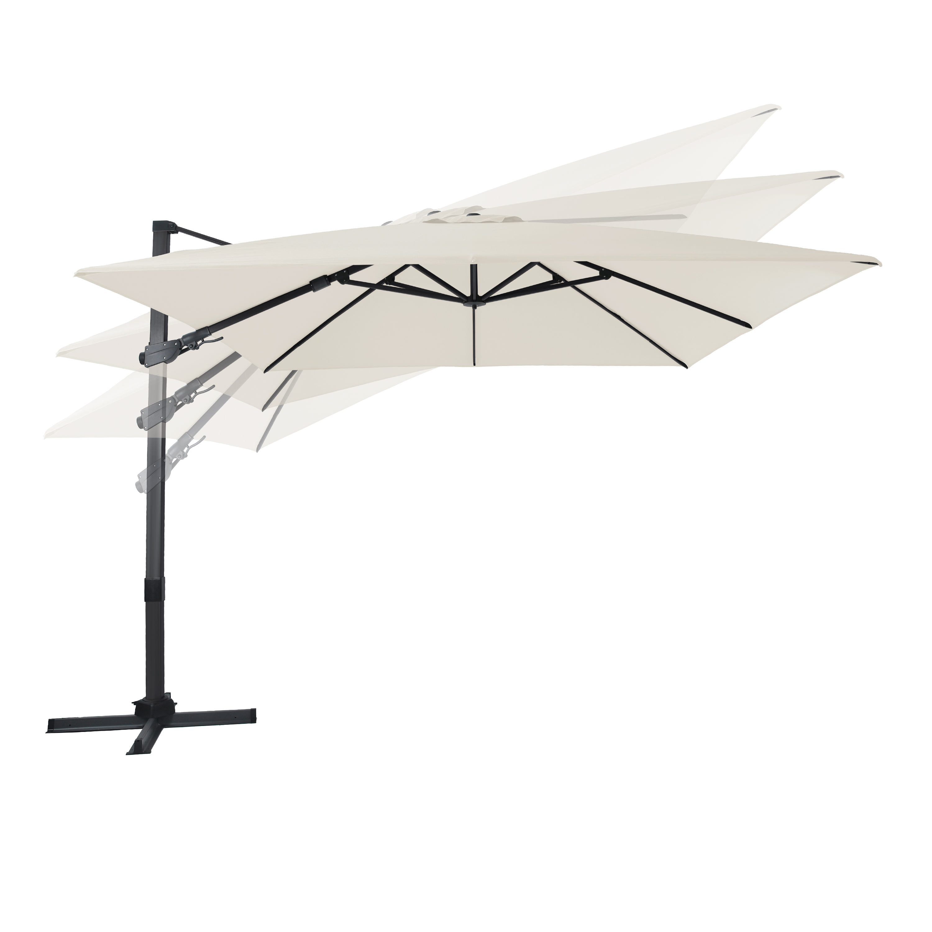 AXI Apollo Premium Parasol déporté 300x300cm Anthracite/Beige