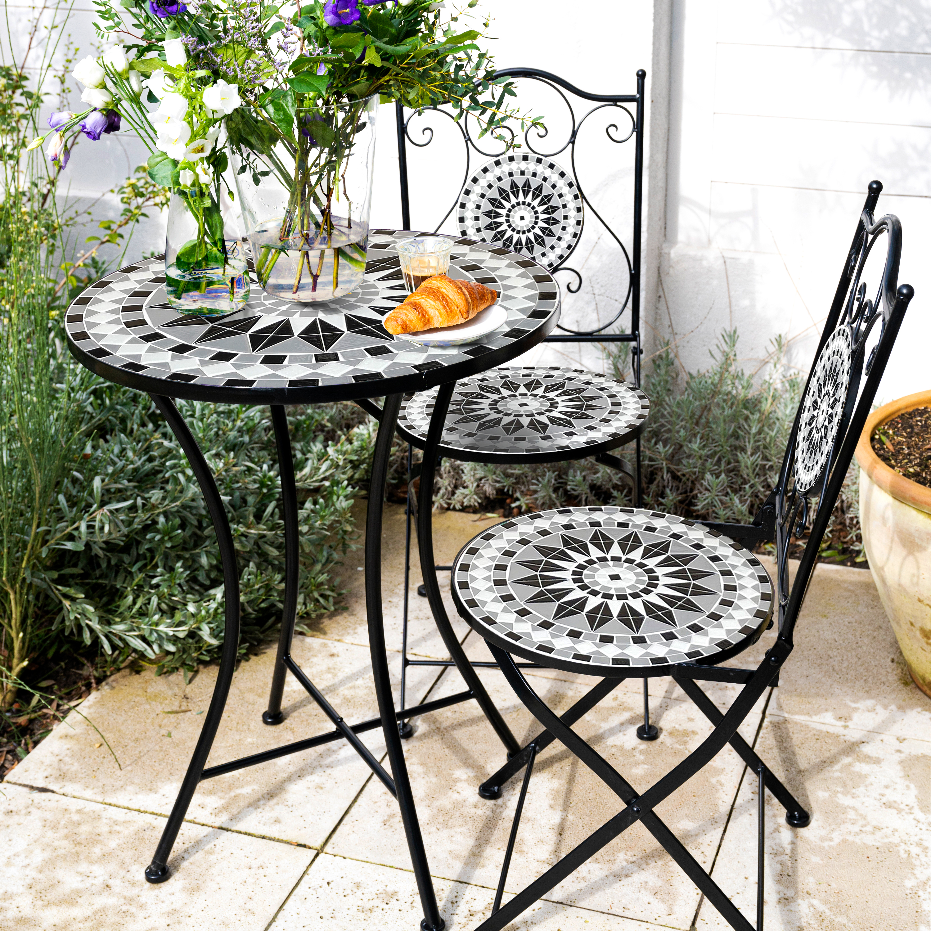 AXI Amélie Bistro Chairs Foldable Black/White – Set 2 pieces